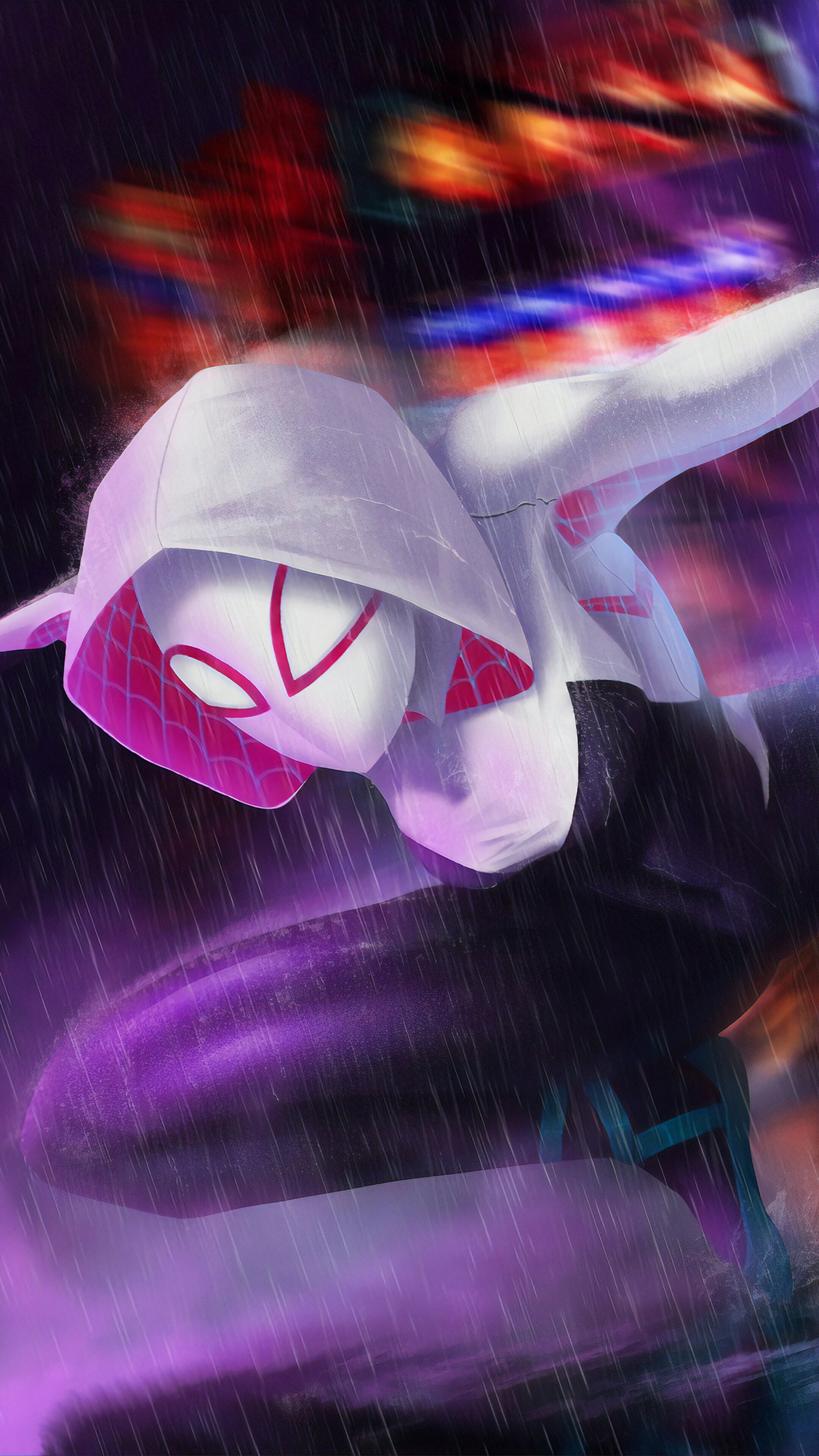 Spider-Gwen in the Rain 4K HD Phone Wallpaper