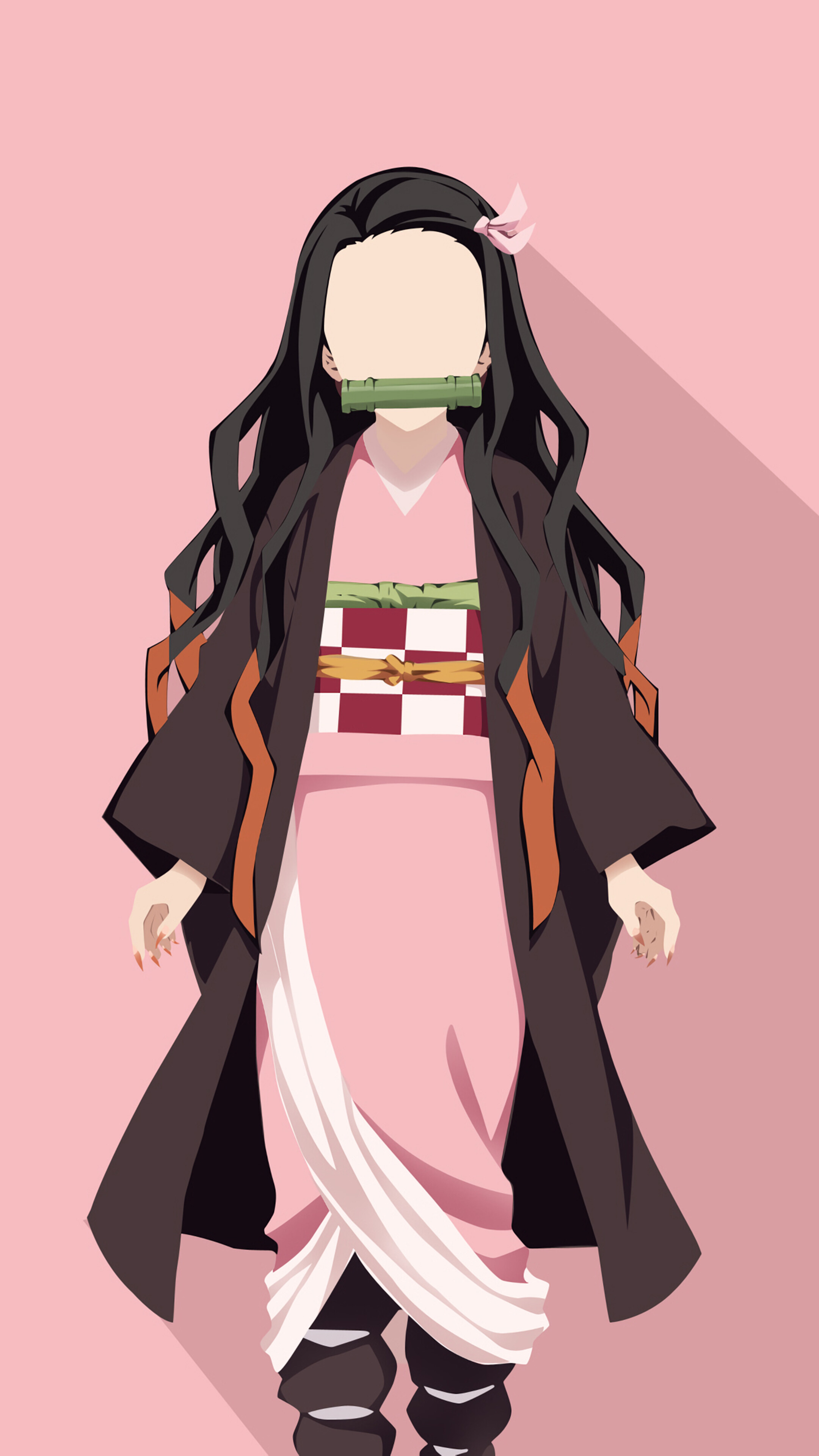 Nezuko, Minimalist, (Kimetsu no Yaiba), 4k HD Phone Wallpaper