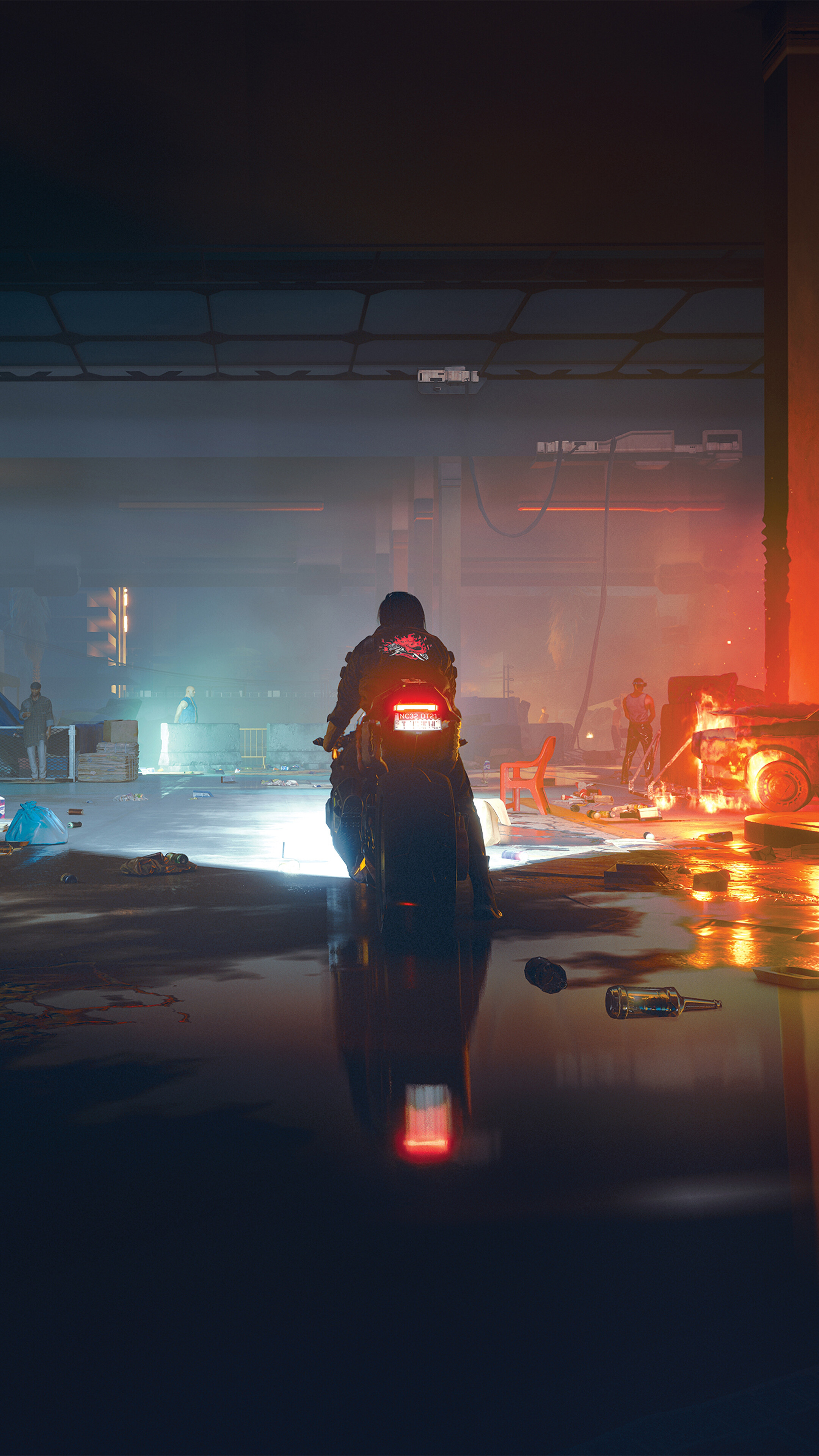 Motorcycle rider in Cyberpunk 2077 4K HD Phone Wallpaper