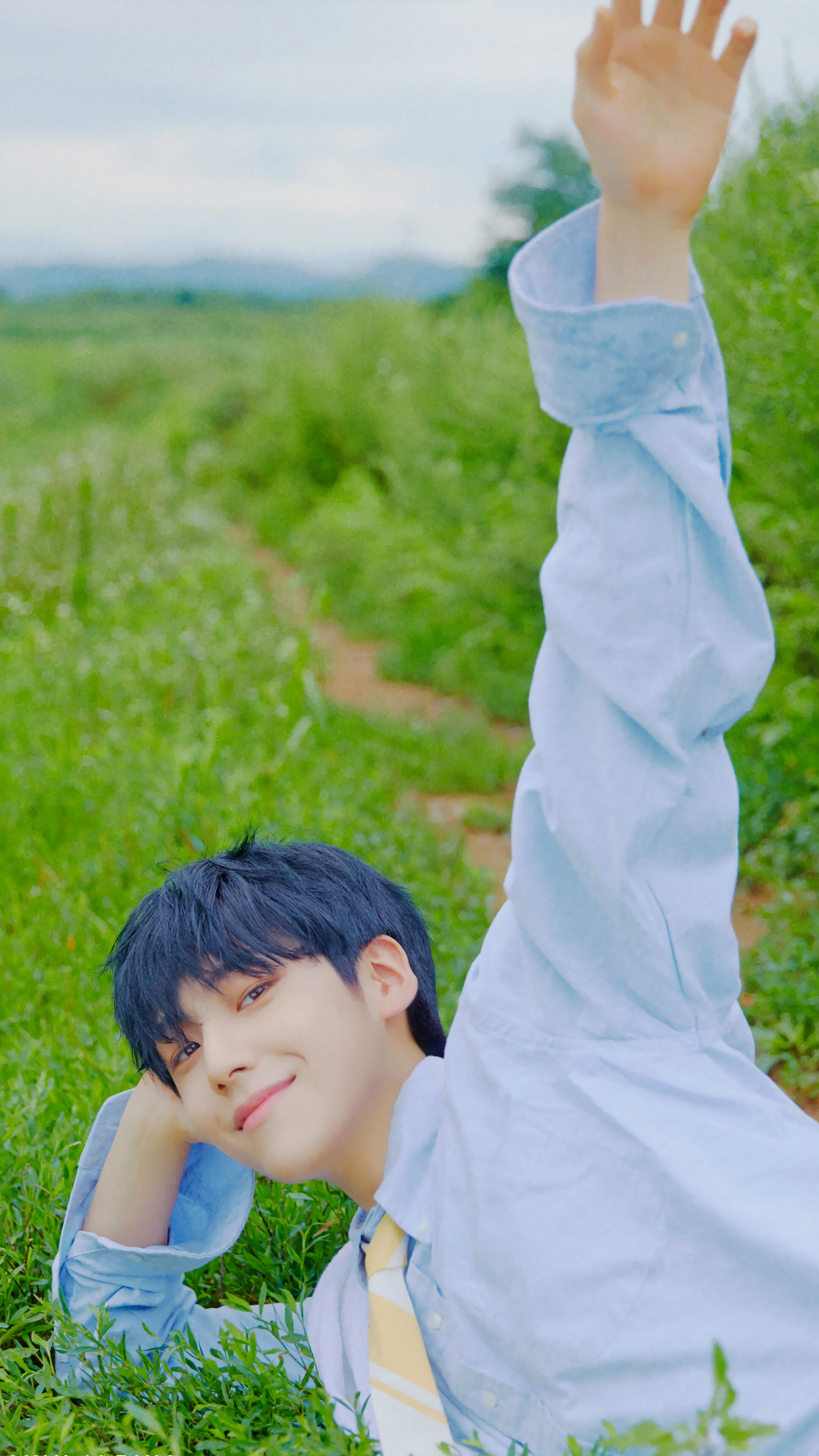 Lee Eunsang in a field HD Phone Wallpaper