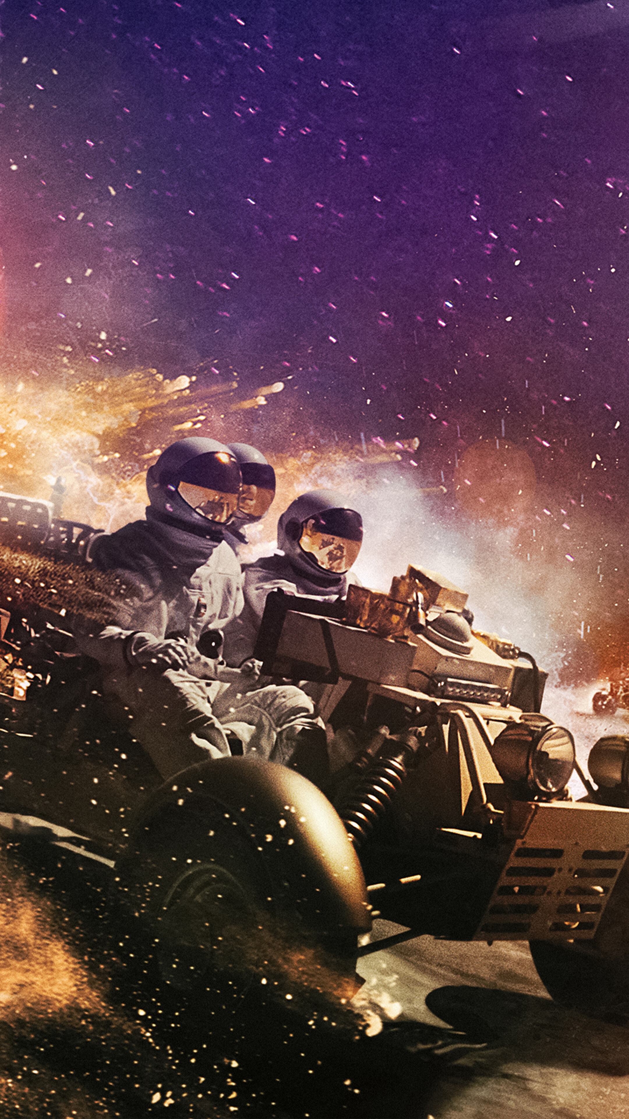 Astronauts in a vehicle on a planet HD Phone Wallpaper