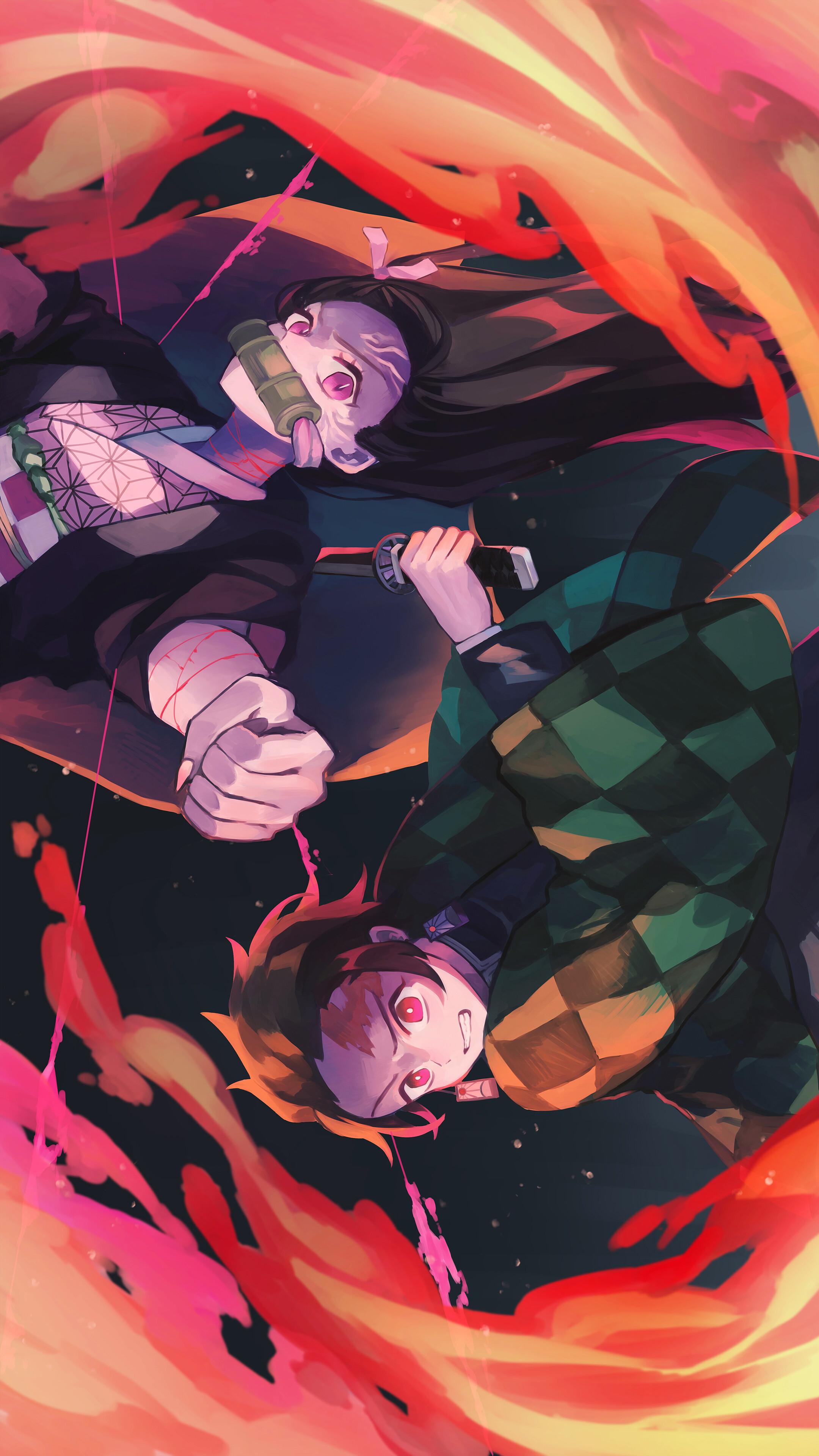 Tanjiro and Nezuko from Demon Slayer HD Phone Wallpaper