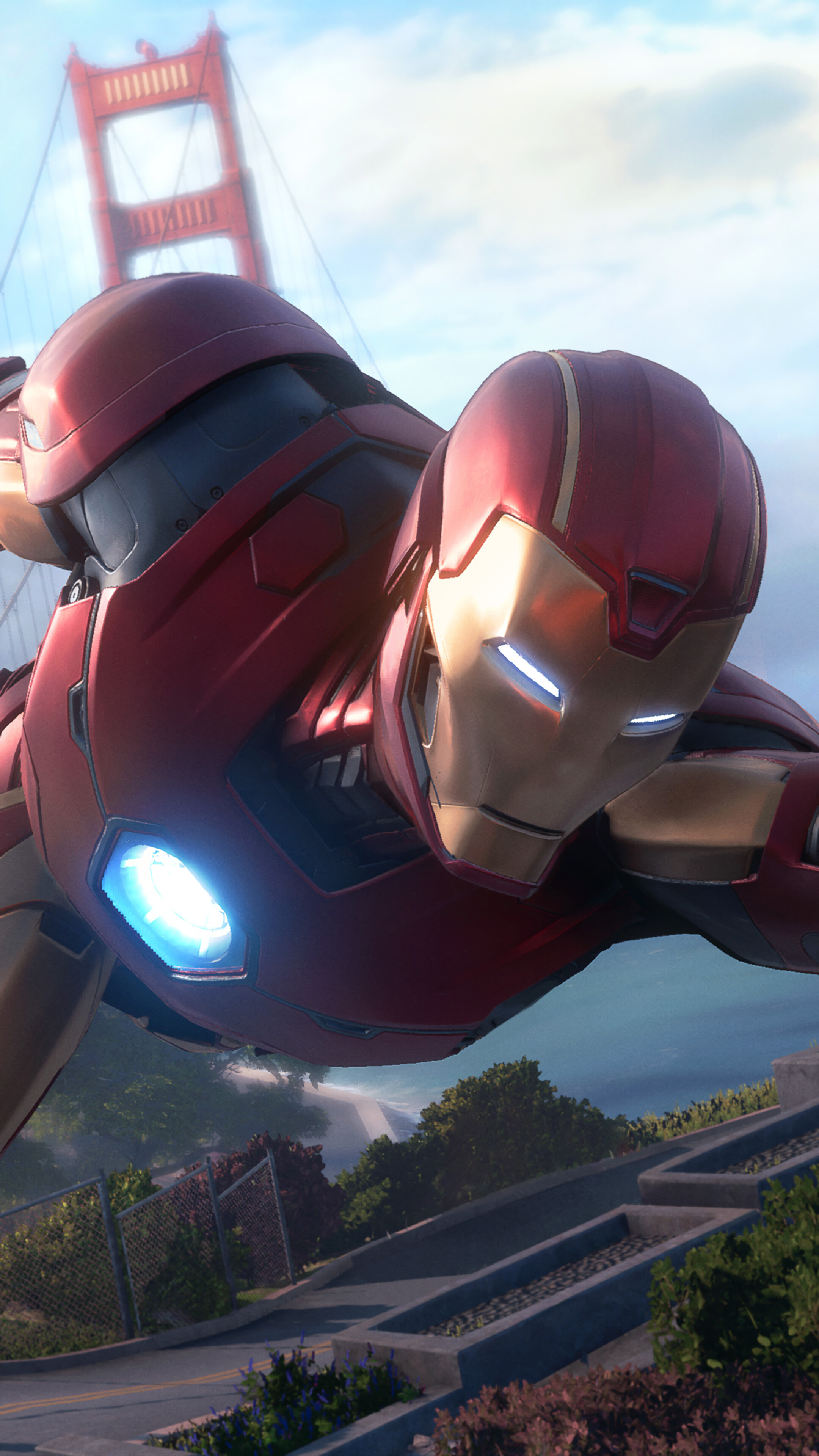 Iron Man flying near Golden Gate Bridge HD Phone Wallpaper