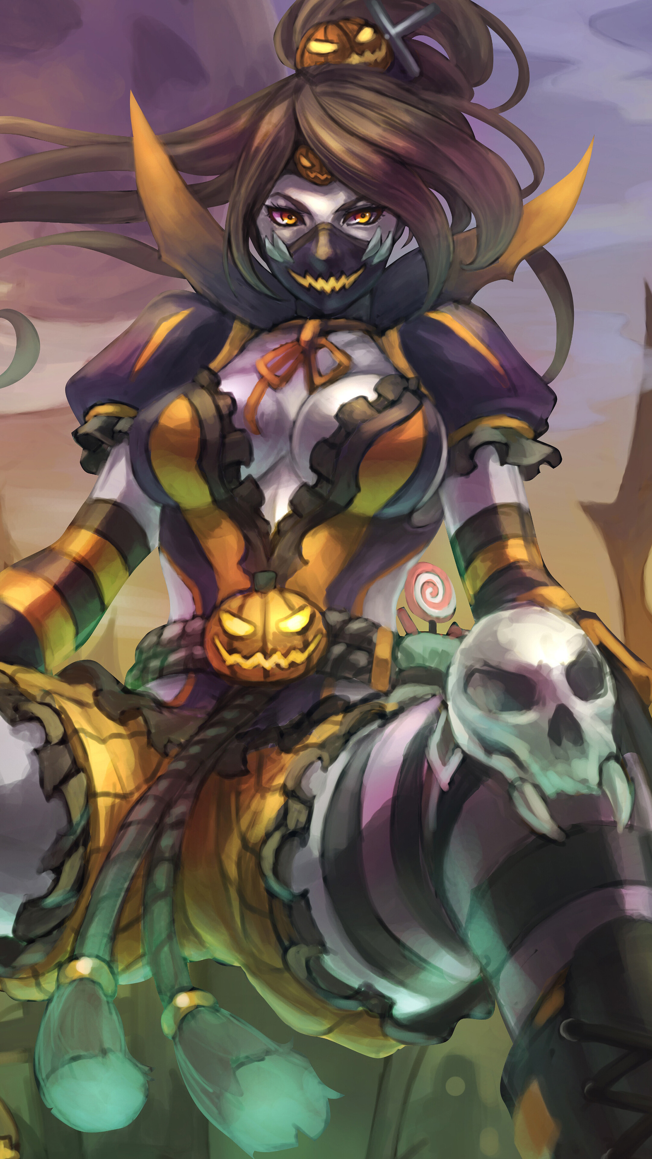 Akali from League of Legends Halloween HD Phone Wallpaper