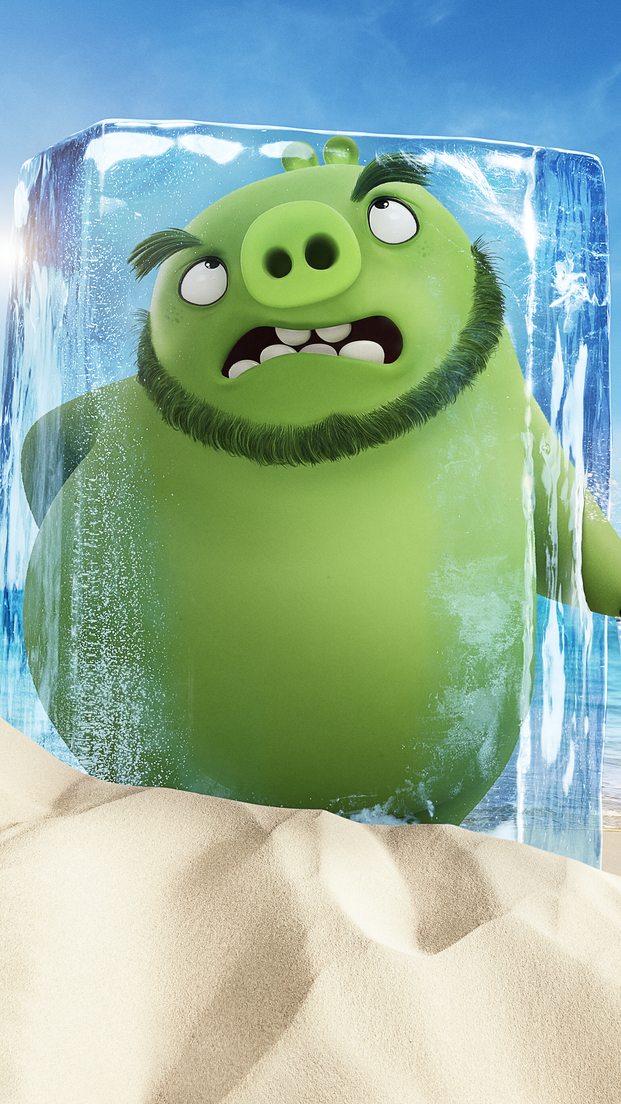 Leonard from The Angry Birds Movie 2 frozen in ice HD Phone Wallpaper