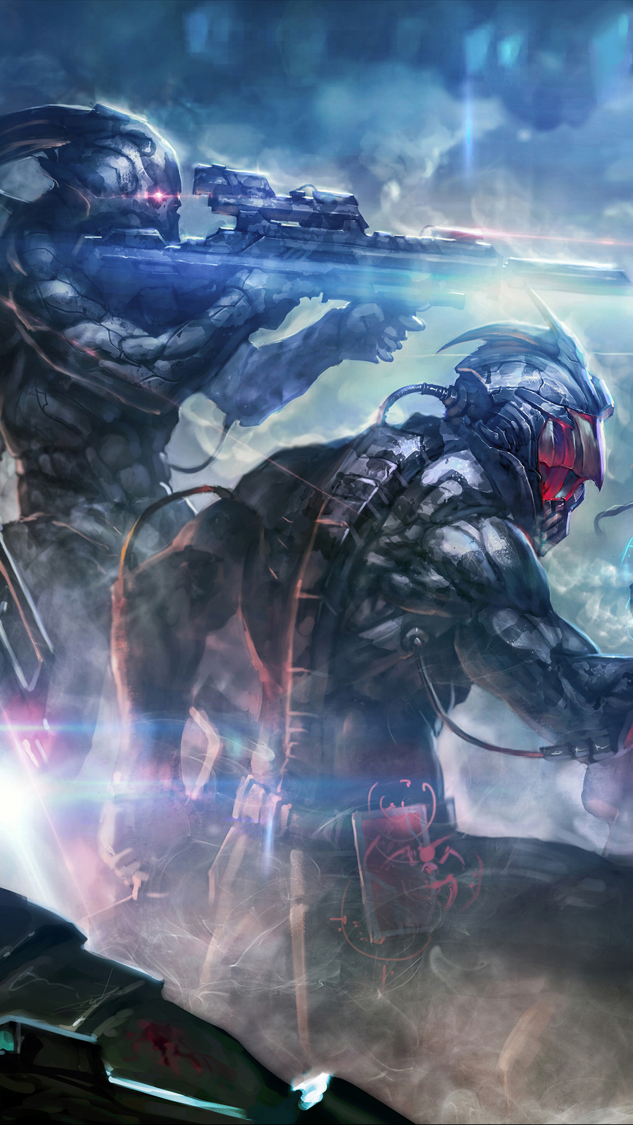 Sci-Fi Soldiers with Futuristic Weapons 4K HD Phone Wallpaper