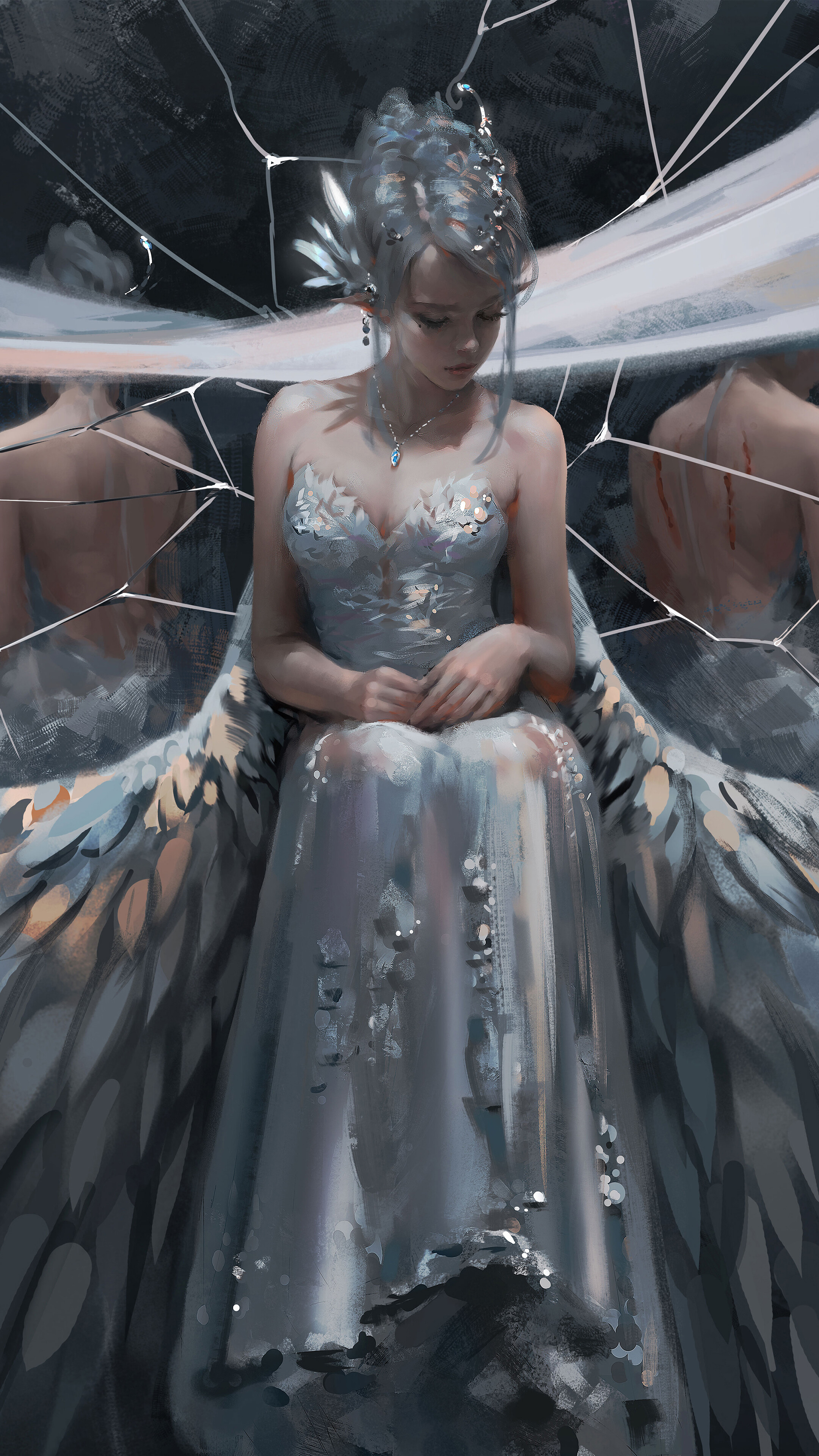 Fantasy, Girl, Wings HD HD Phone Wallpaper