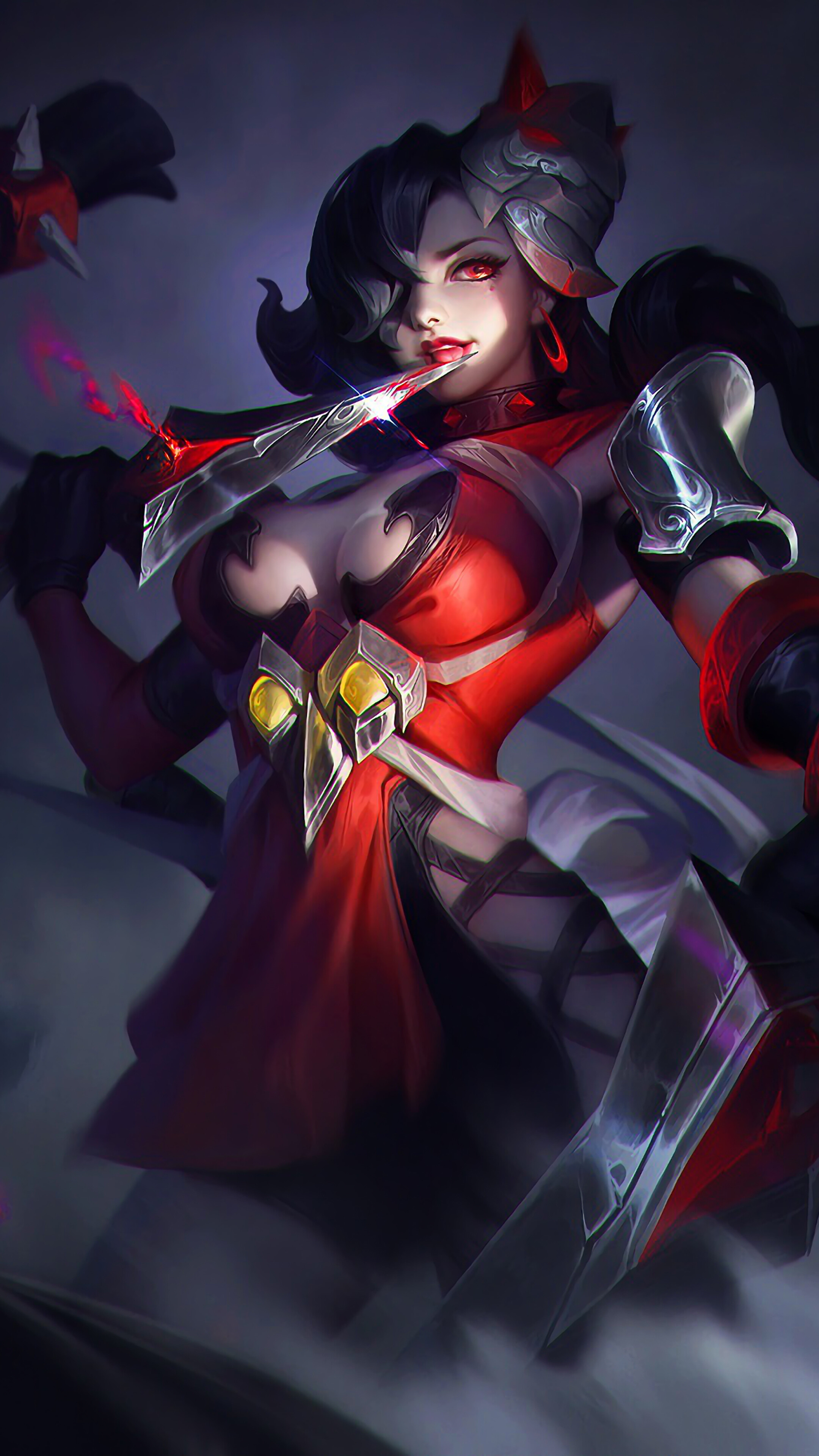 Fantasy Girl Warrior in Red Armor 4K HD Phone Wallpaper