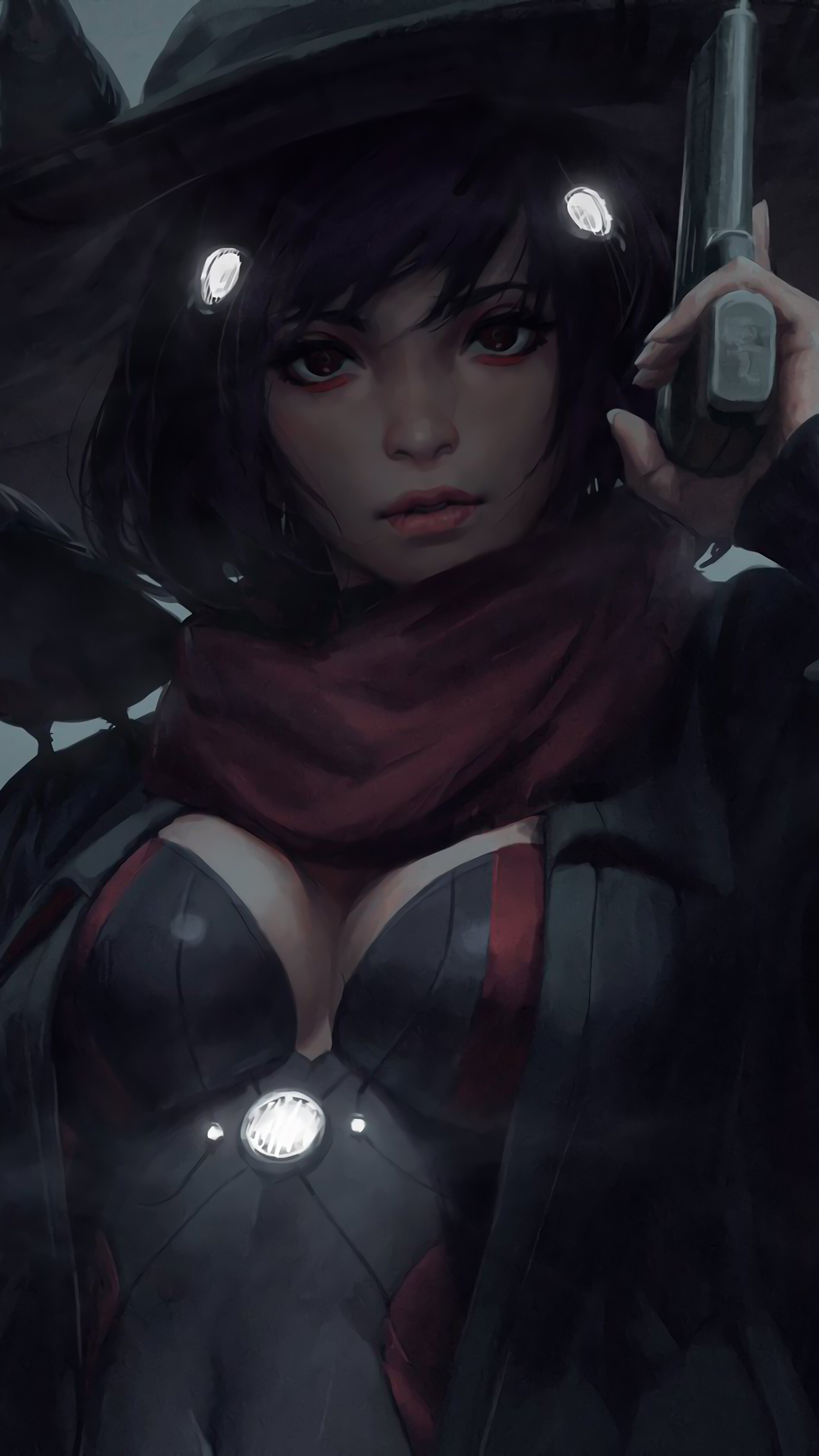 Girl with pistol and hat HD Phone Wallpaper