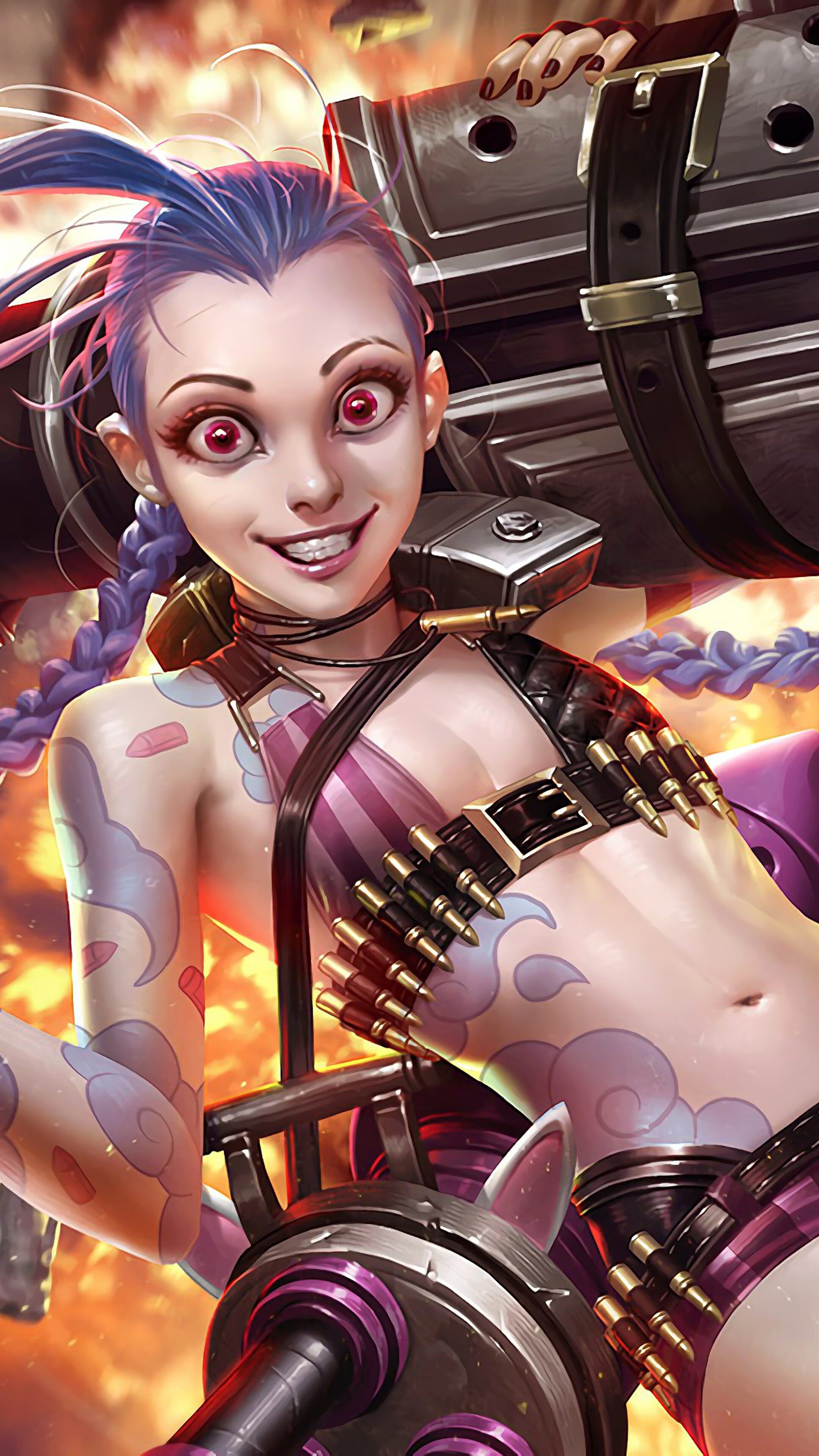 Jinx, LoL, 4k HD Phone Wallpaper