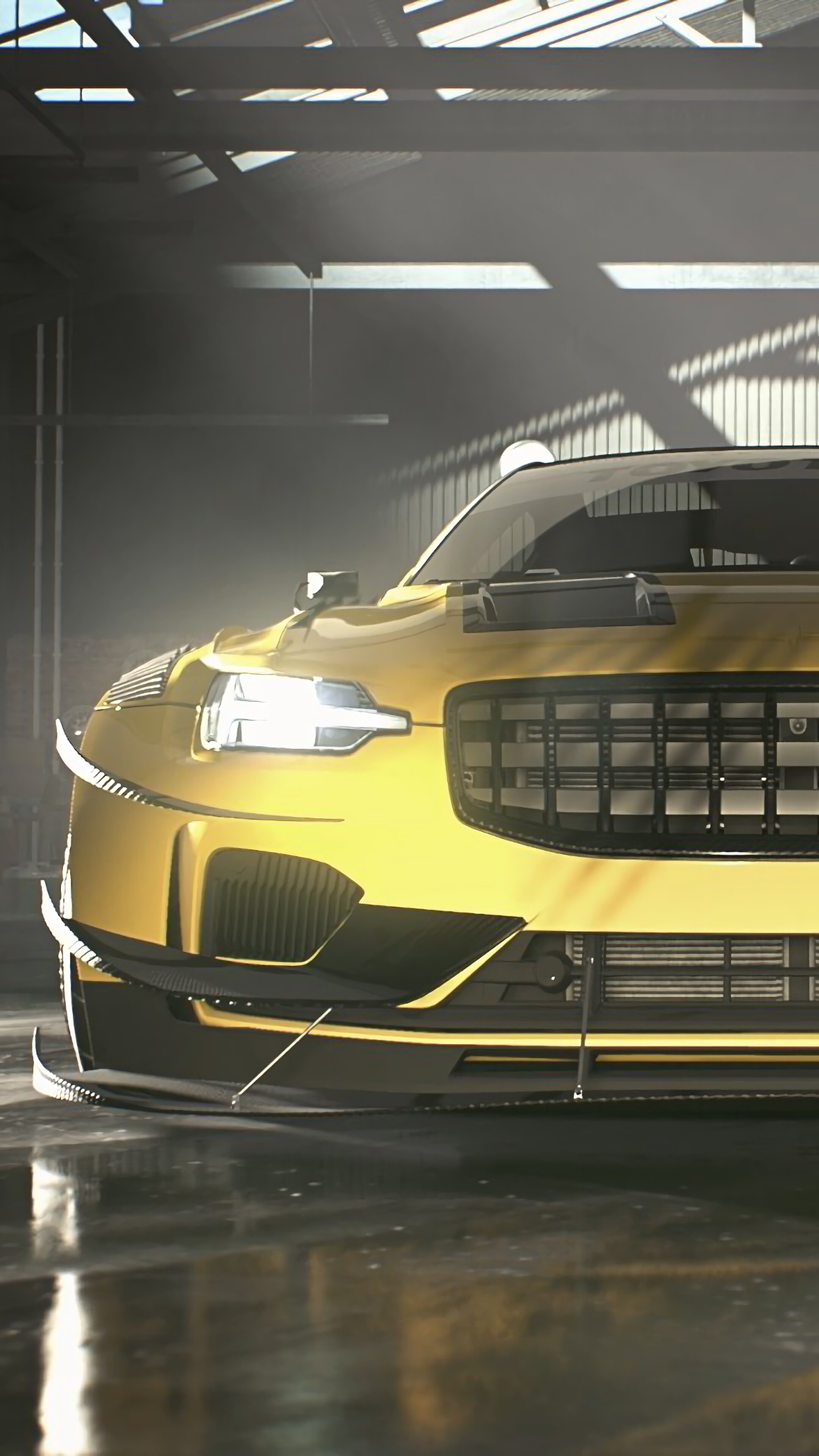 Yellow Need for Speed Heat car in garage 4K HD Phone Wallpaper