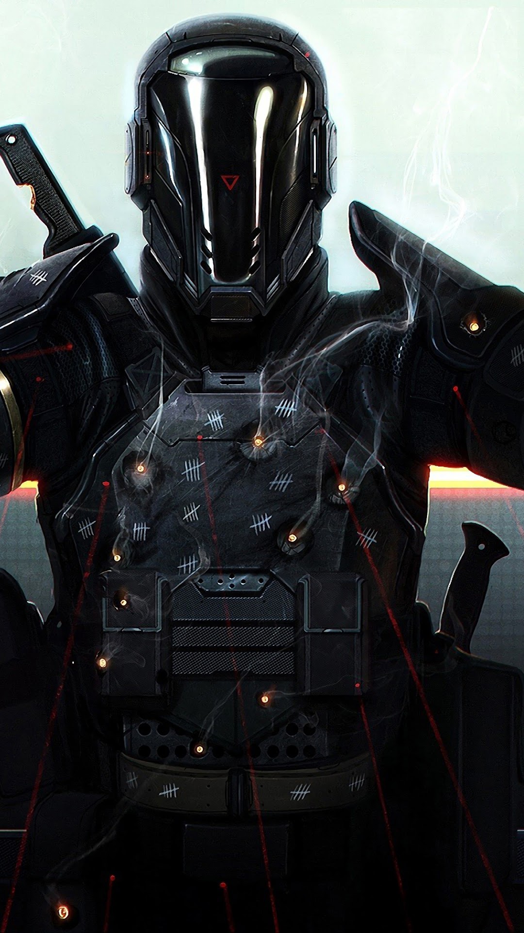 Sci-Fi Soldier with Futuristic Armor and Weapons HD Phone Wallpaper