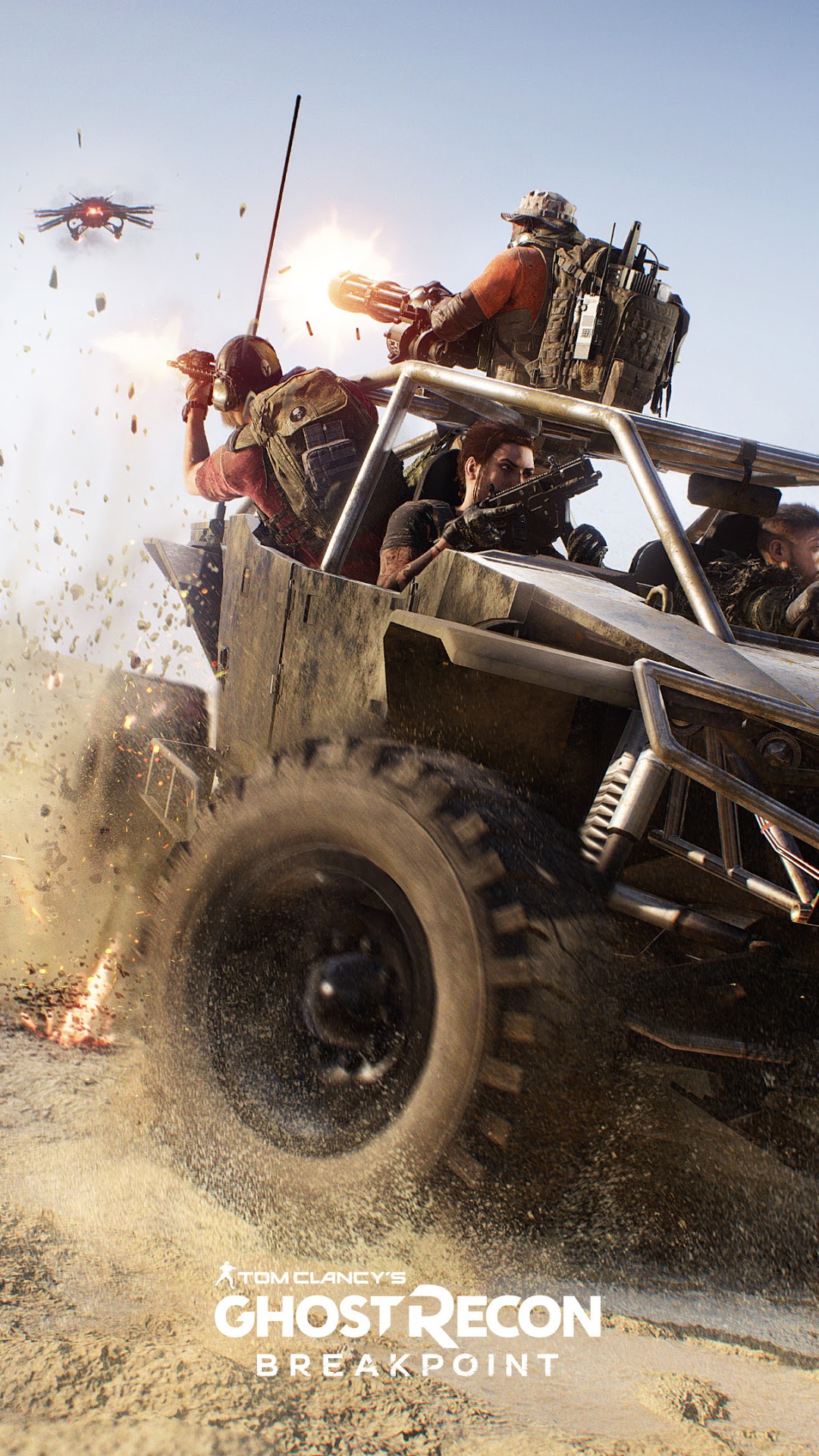 Ghost Recon Breakpoint Poster with Soldiers in a Vehicle HD Phone Wallpaper