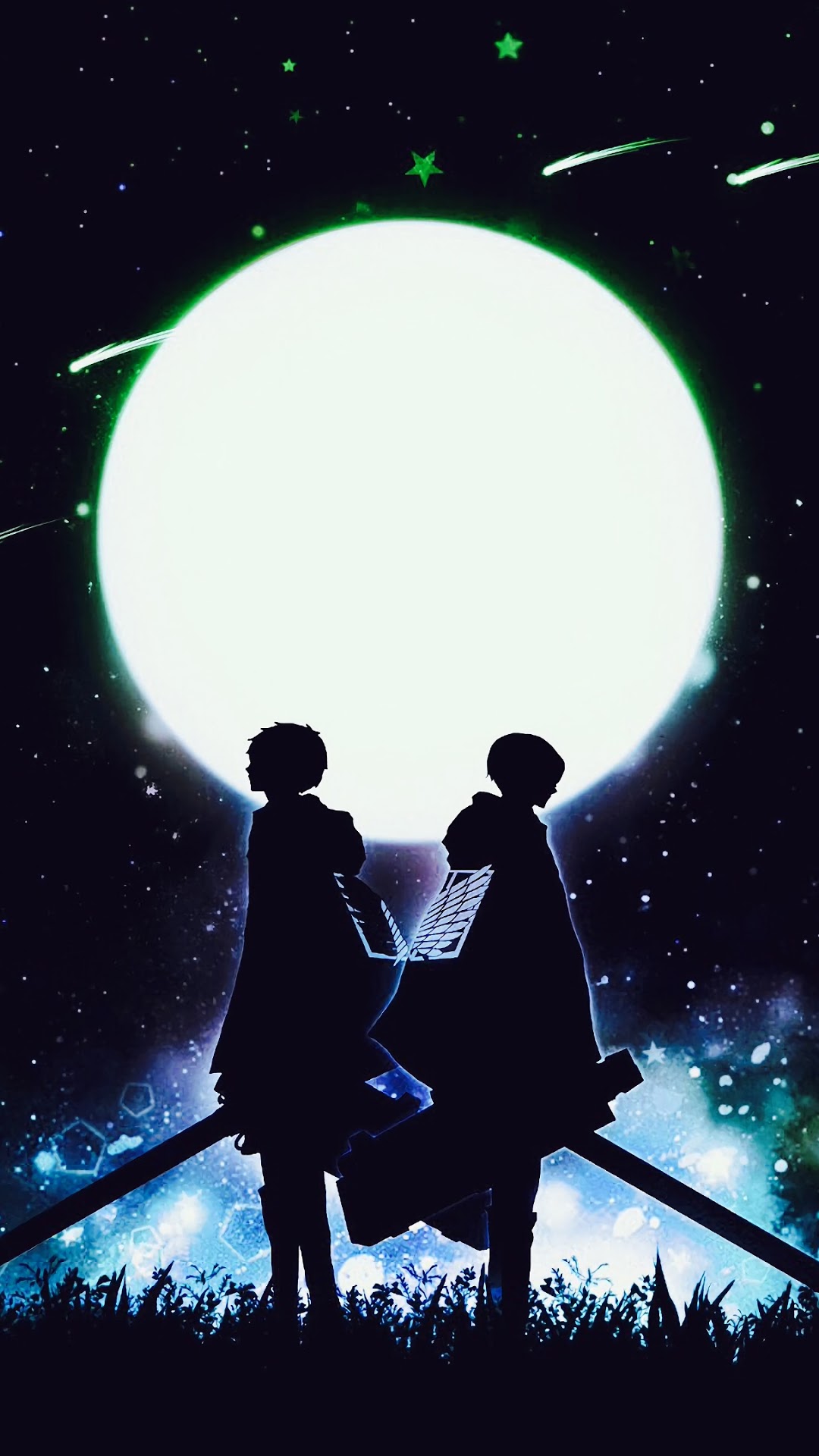 Eren and Levi from Attack on Titan under the moon HD Phone Wallpaper