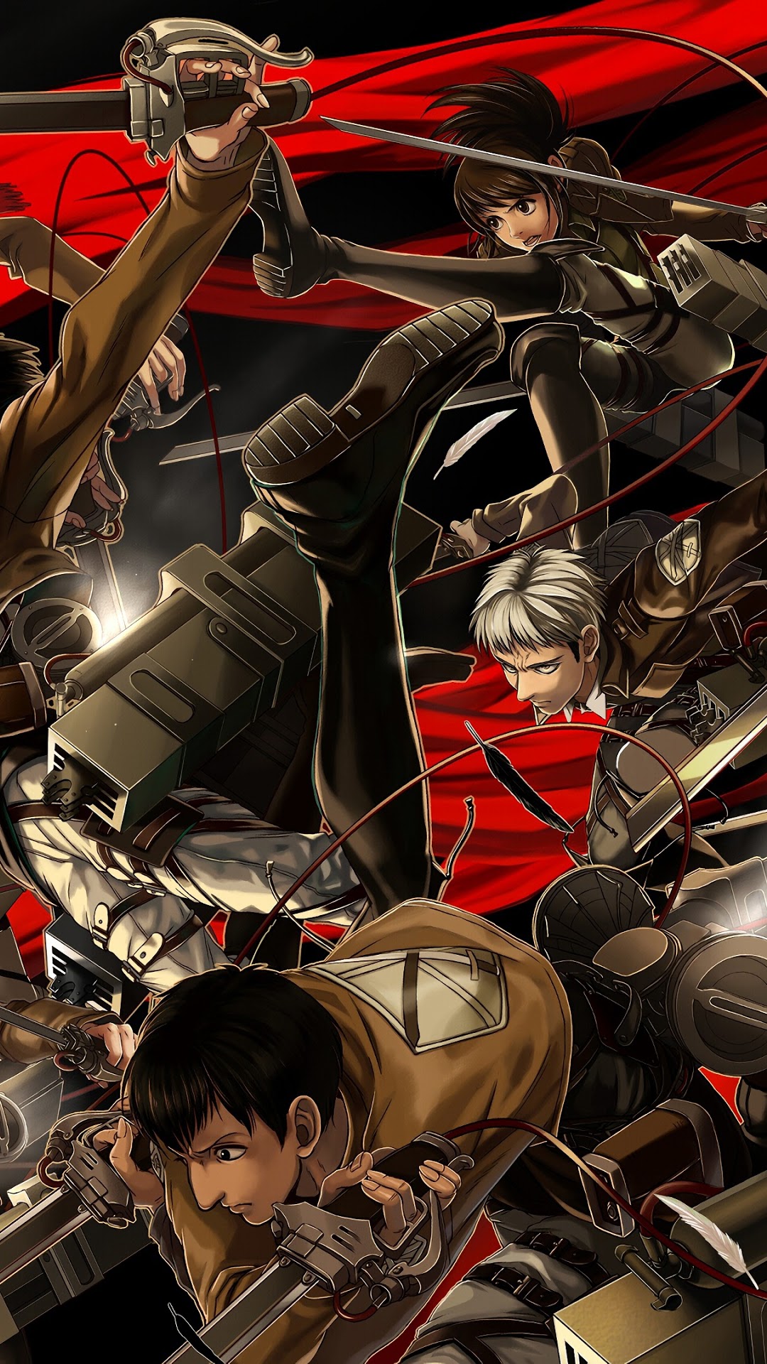 Attack on Titan characters in action HD Phone Wallpaper