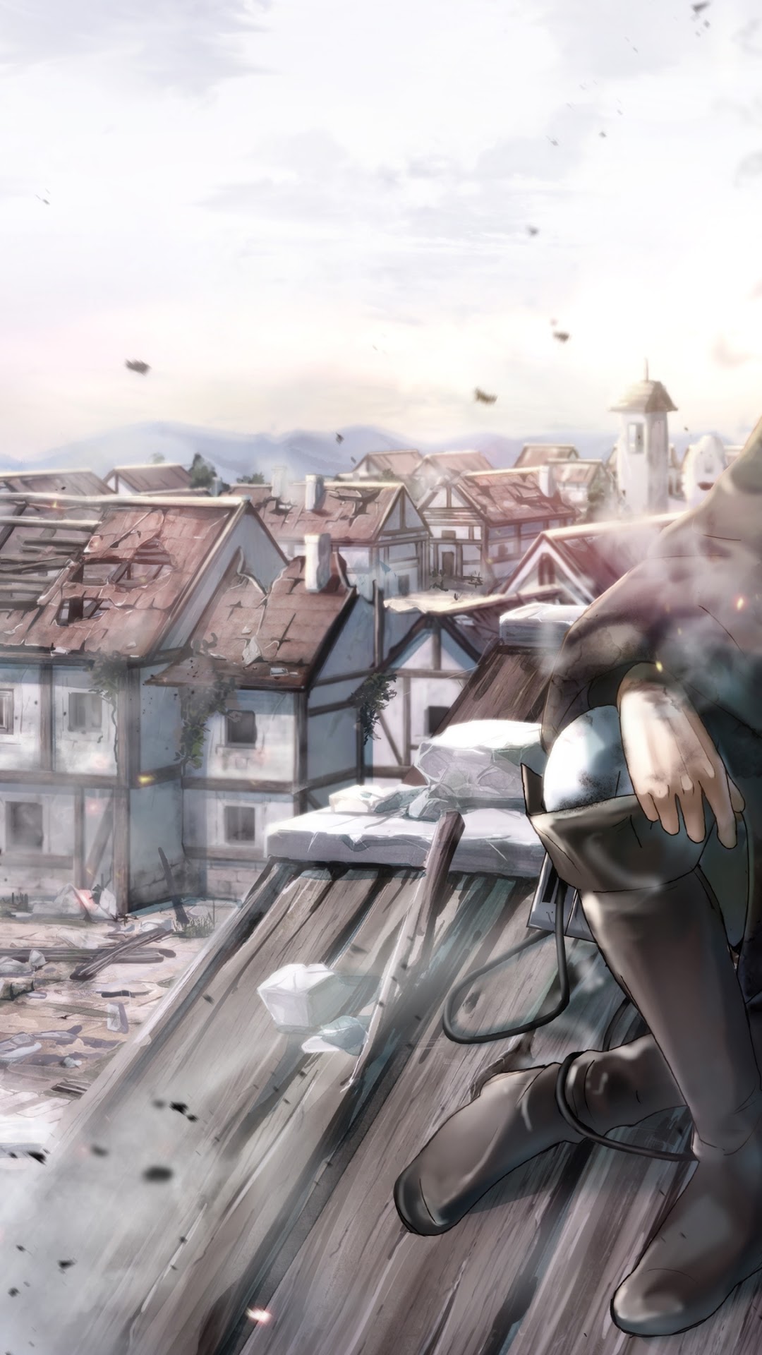 Levi from Attack on Titan on a rooftop HD Phone Wallpaper