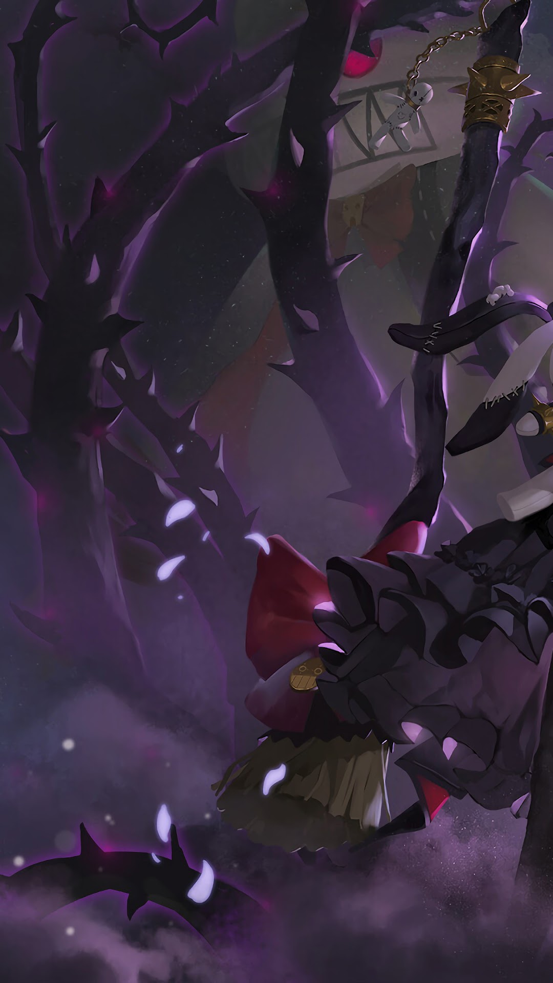Anime girl in dark fantasy forest HD Phone Wallpaper