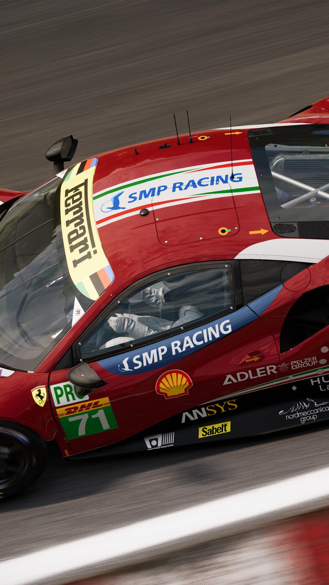 Ferrari SMP Racing car with DHL and Shell logos HD Phone Wallpaper