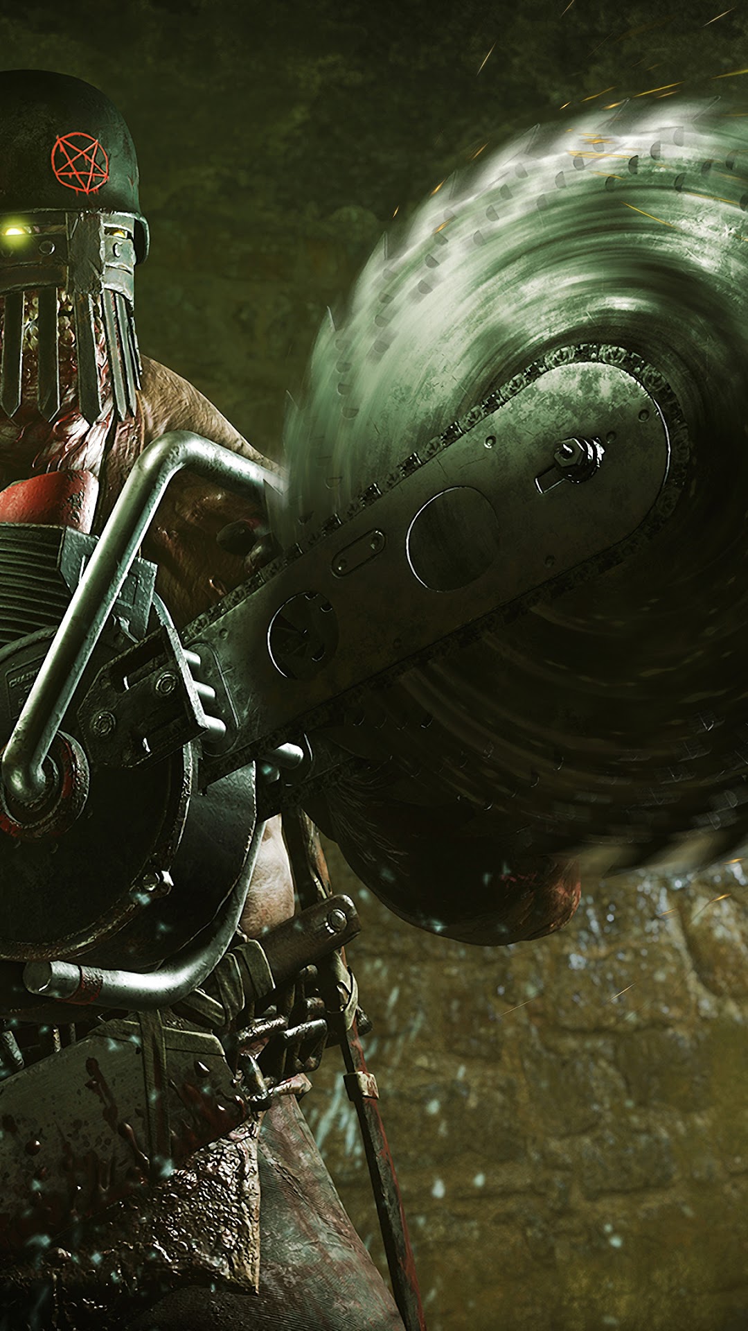 Zombie Army 4: Dead War character with chainsaw HD Phone Wallpaper