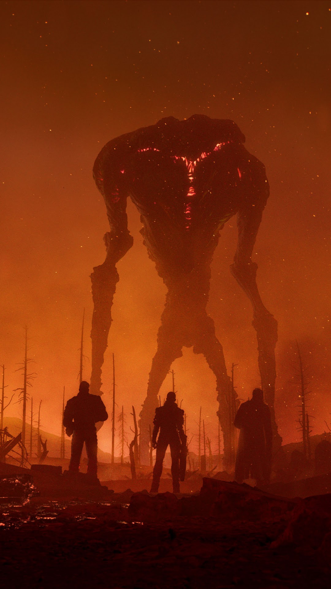 Outriders game art with alien and soldiers HD Phone Wallpaper