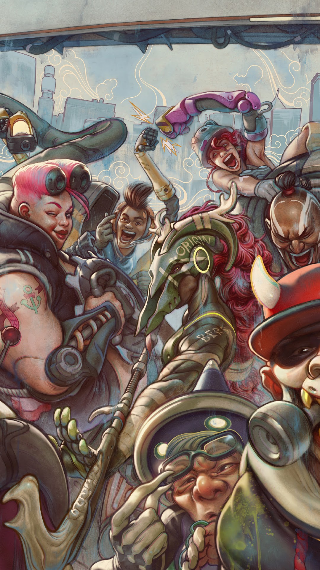 Bleeding Edge characters in a chaotic group HD Phone Wallpaper