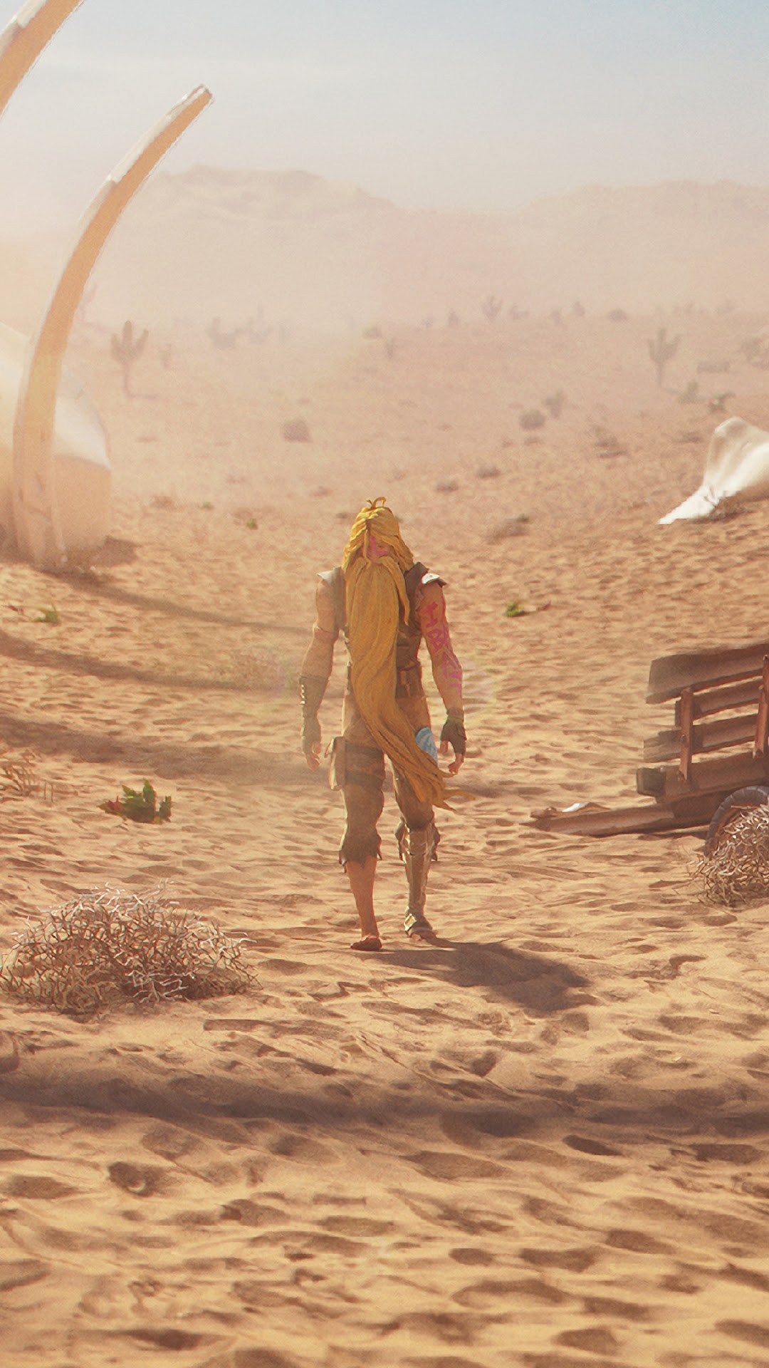 Bunker Jonesy from Fortnite in a desert landscape HD Phone Wallpaper