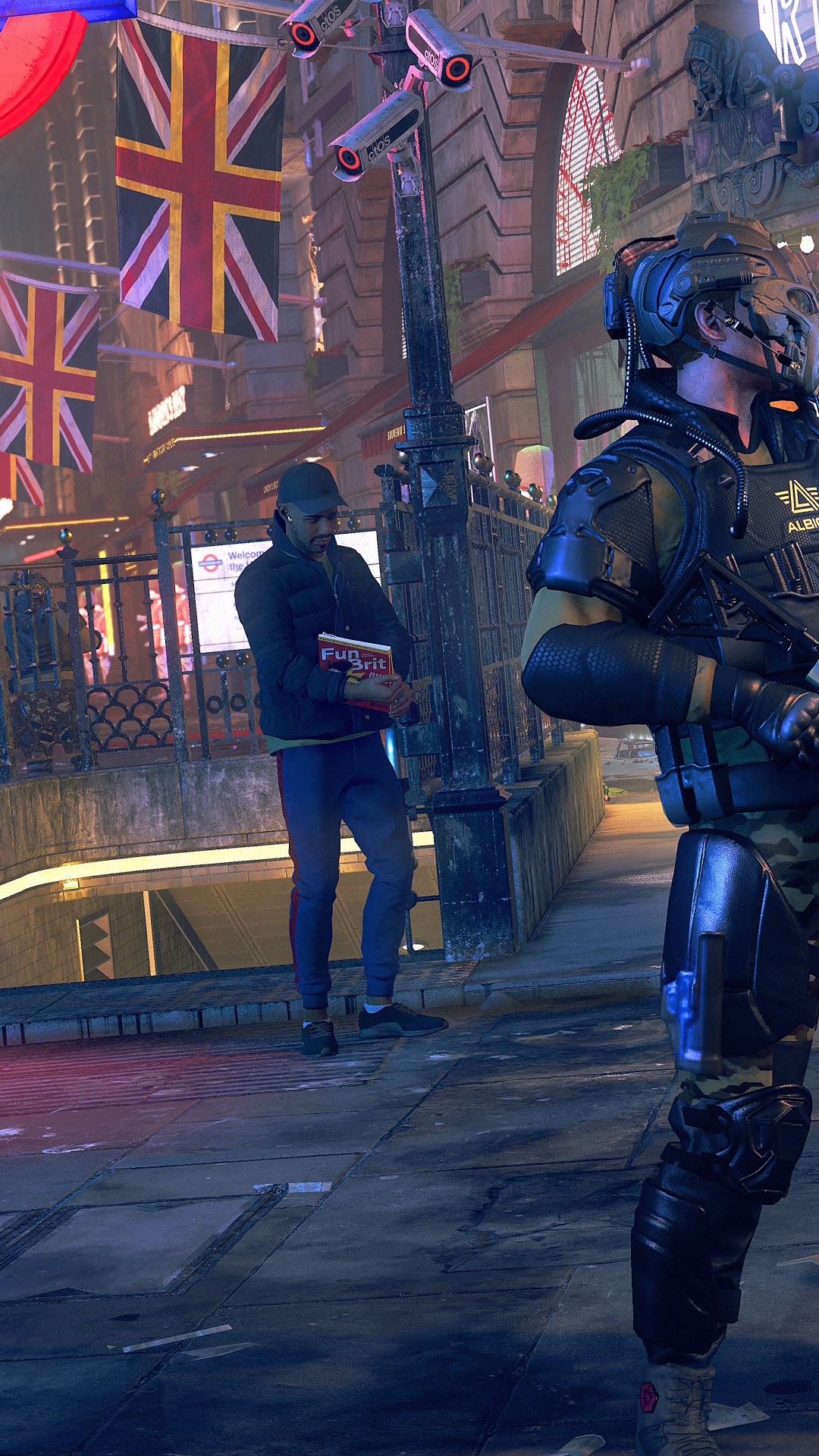 Man holding "Fun bit" sign in Watch Dogs Legion HD Phone Wallpaper