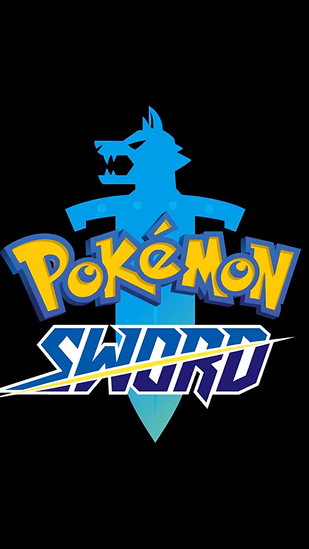 Pokemon Sword logo with wolf and sword HD Phone Wallpaper