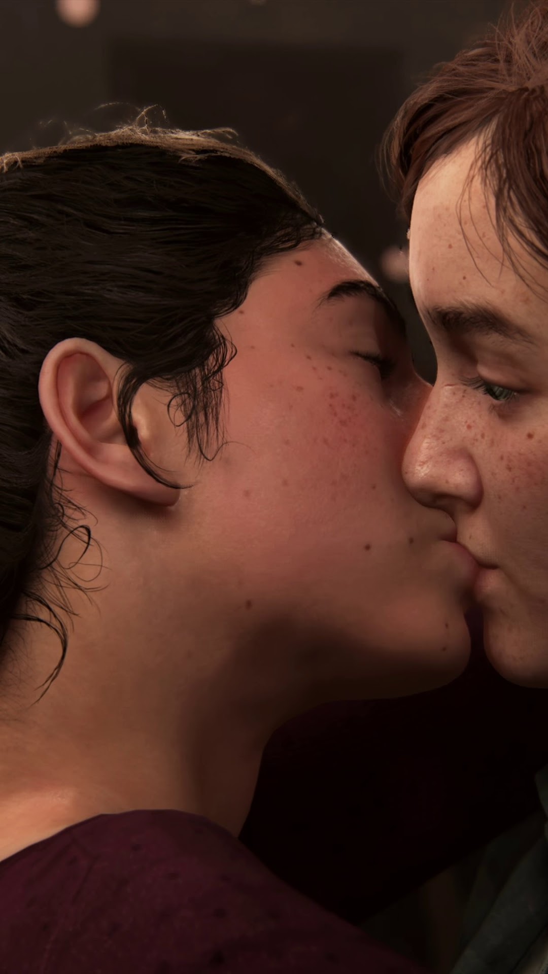 Ellie and Dina kissing in The Last of Us Part 2 HD Phone Wallpaper