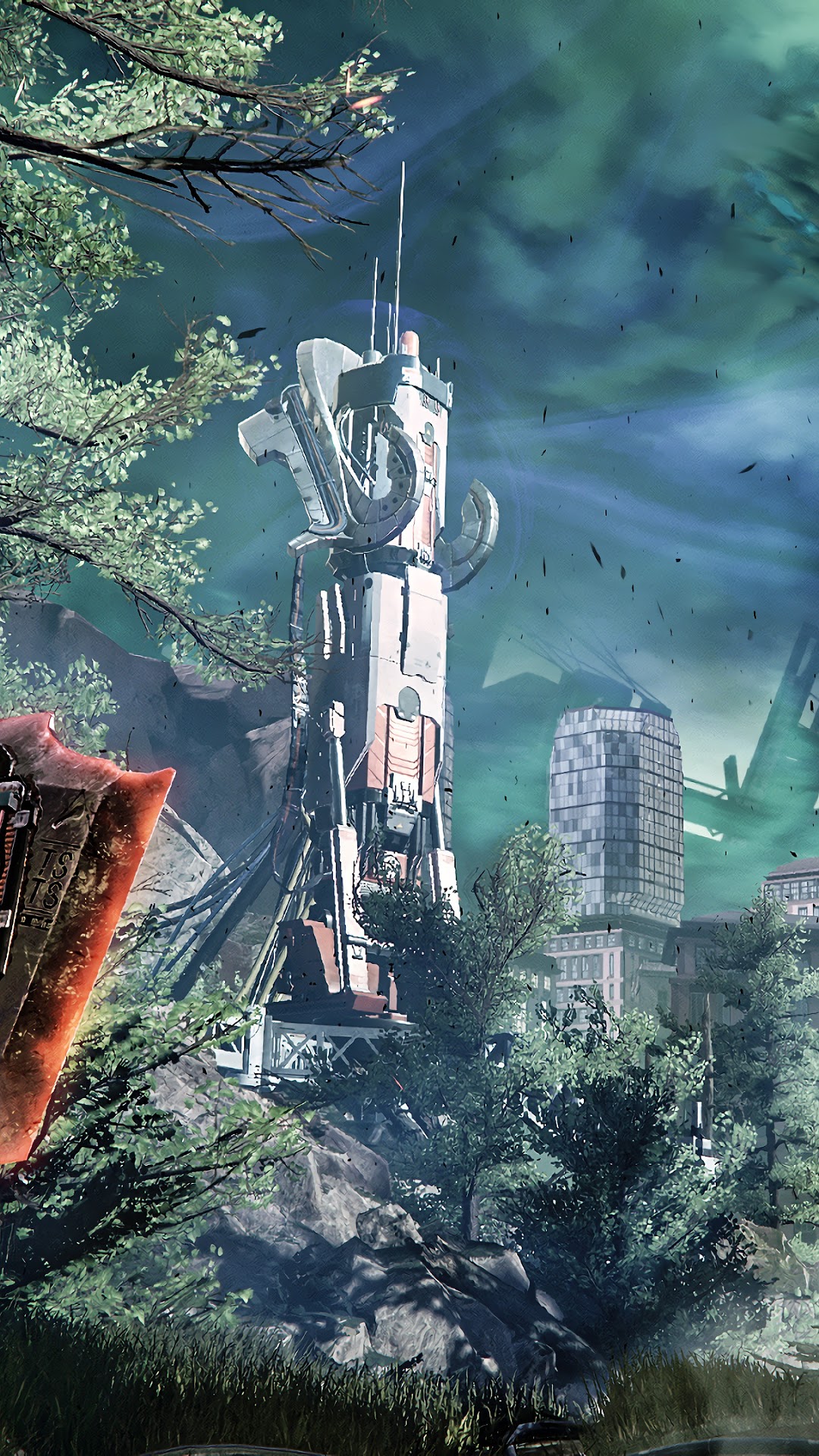 The Surge 2 tower with city in background HD Phone Wallpaper
