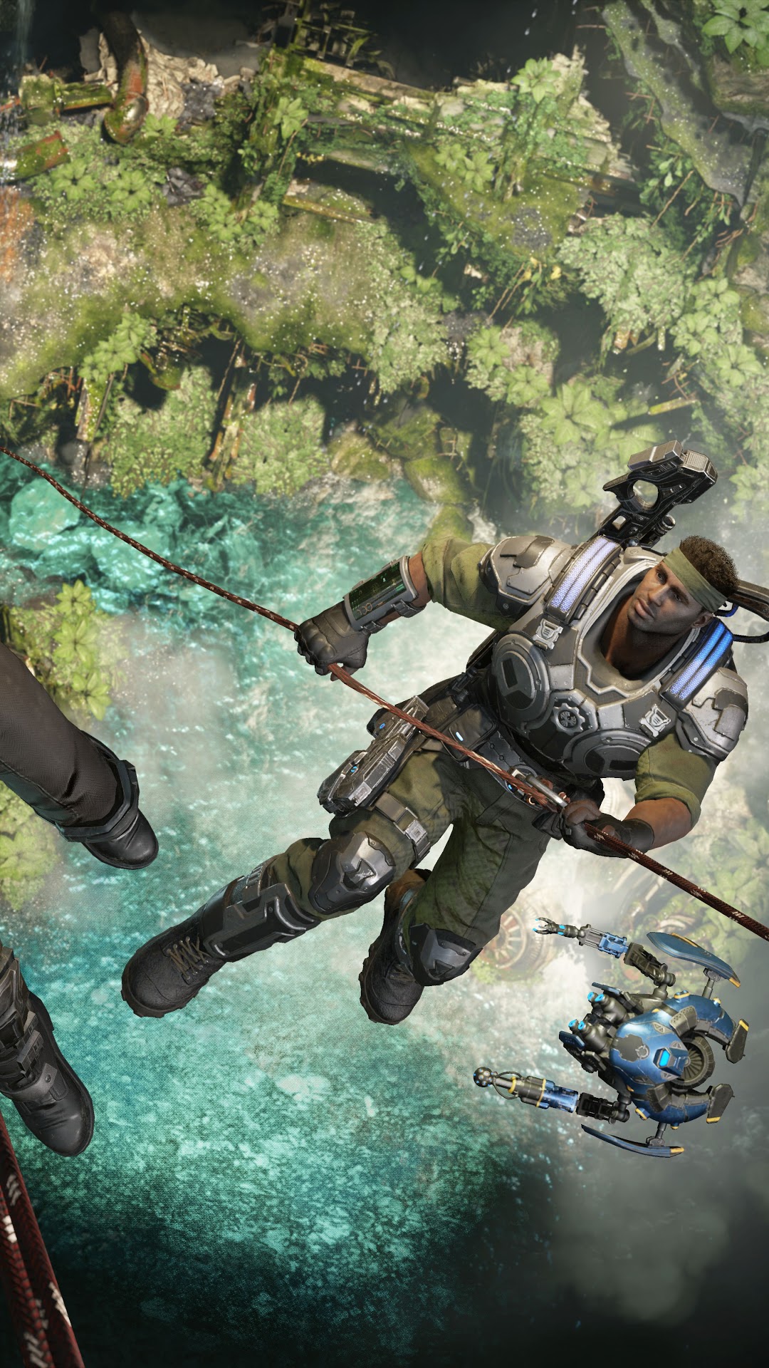 Gears 5 Kait Diaz and Delmont Walker rappelling HD Phone Wallpaper