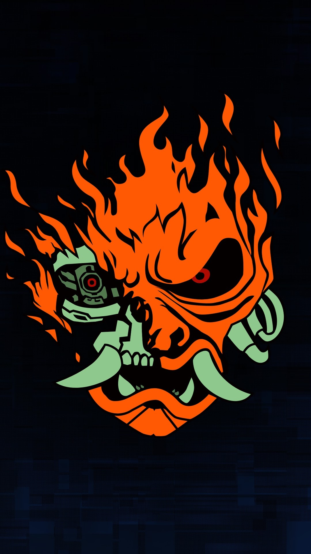 Cyberpunk 2077 Samurai Mask with Flames HD Phone Wallpaper