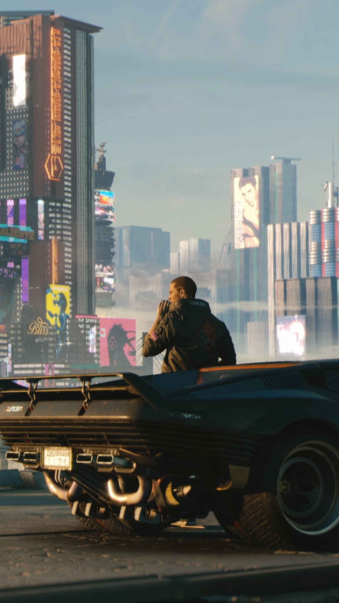 V from Cyberpunk 2077 with Quadra V-Tech HD car HD Phone Wallpaper
