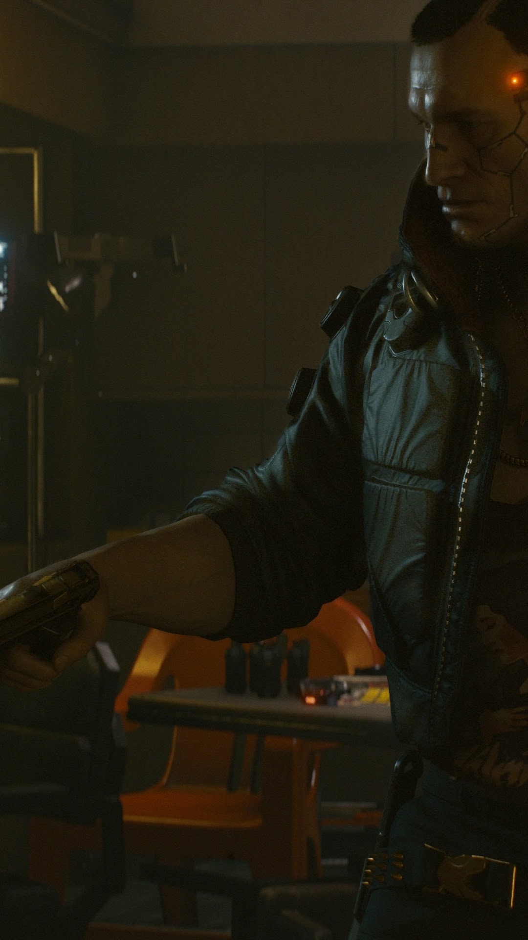 Man with cybernetic arm in Cyberpunk 2077 HD Phone Wallpaper