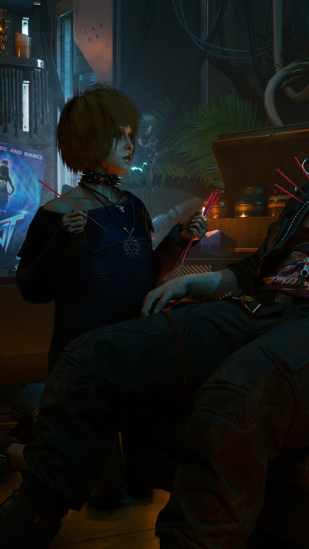 Girl with piercings and a man in Cyberpunk 2077 HD Phone Wallpaper