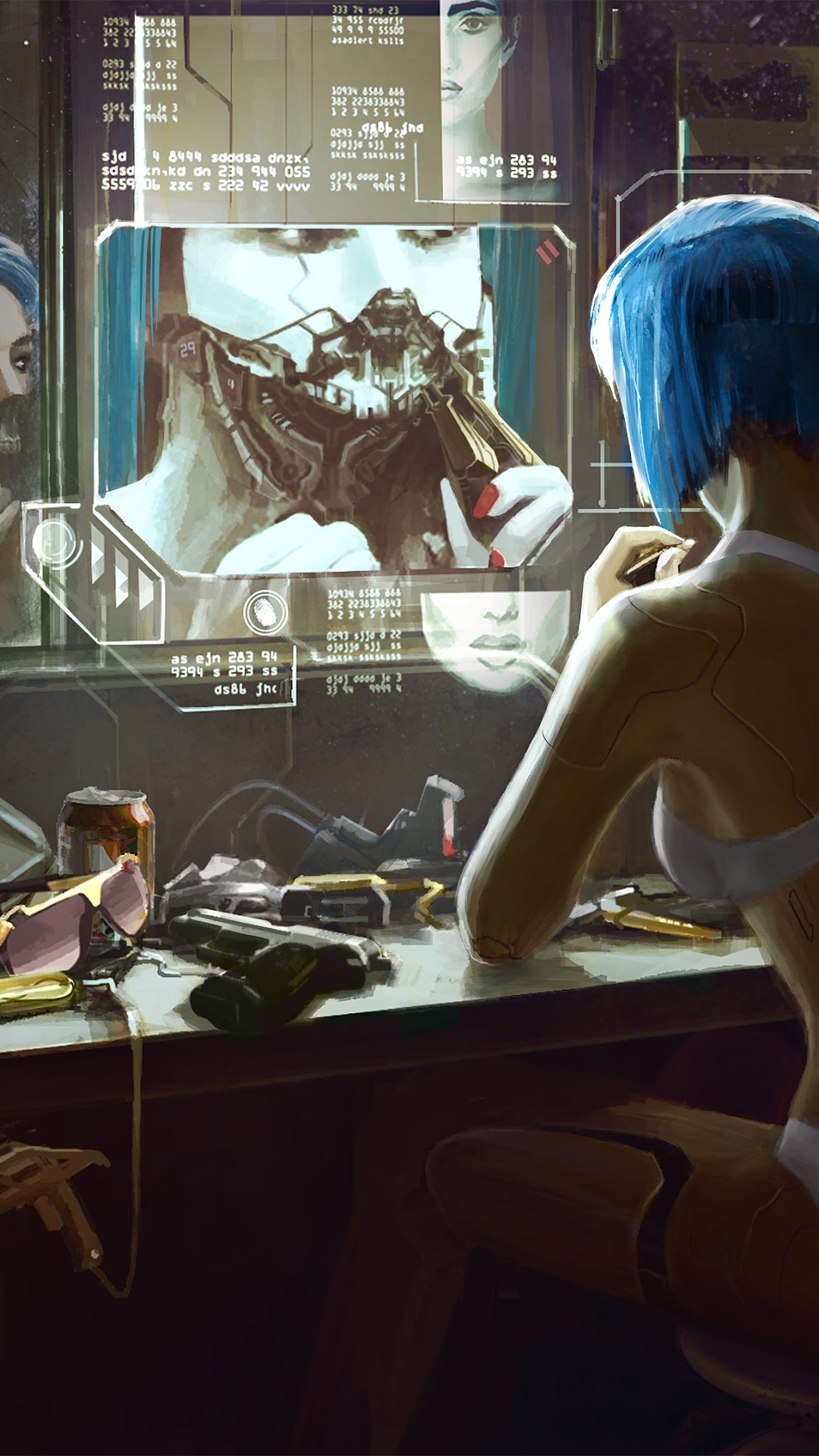 Cyberpunk 2077 character applying cybernetic enhancements HD Phone Wallpaper