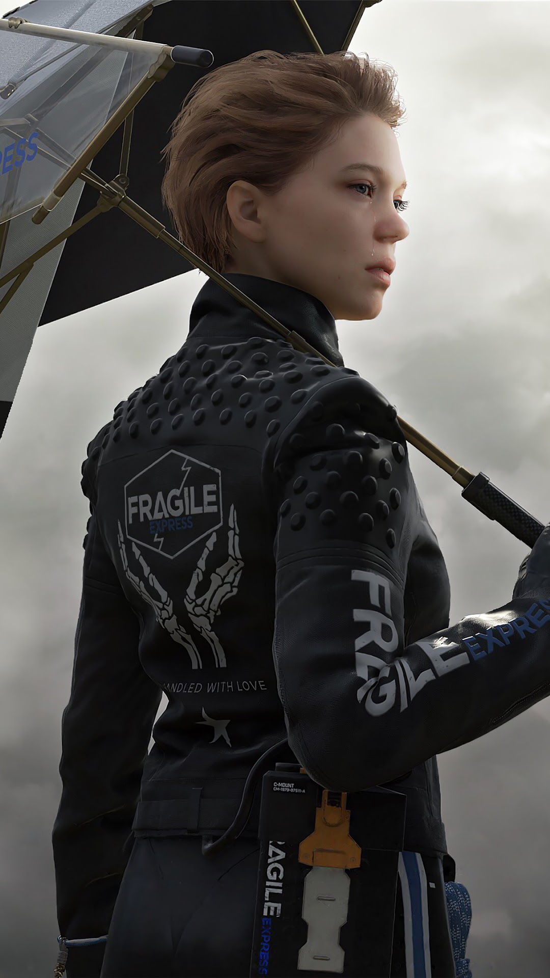 Fragile from Death Stranding holding an umbrella HD Phone Wallpaper