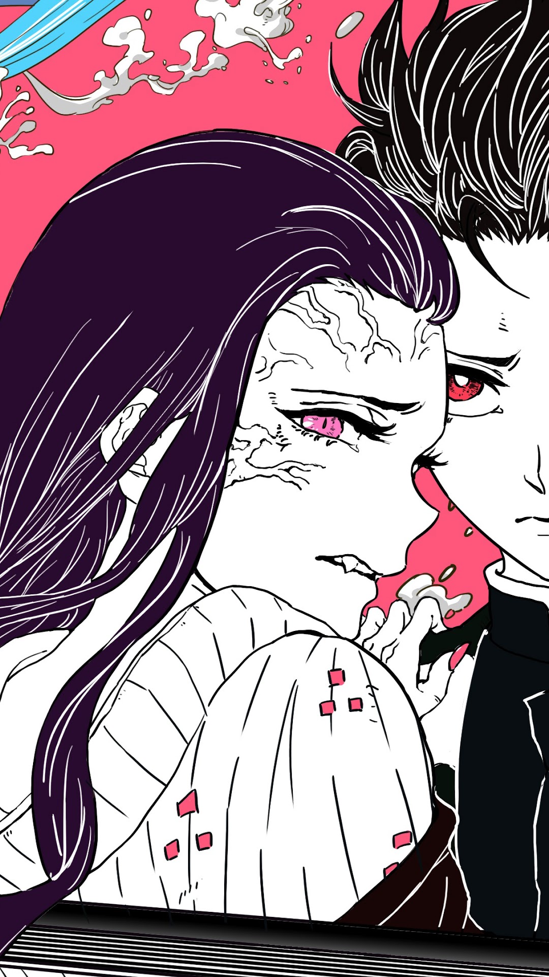 Nezuko and Tanjirou from Kimetsu No Yaiba HD Phone Wallpaper
