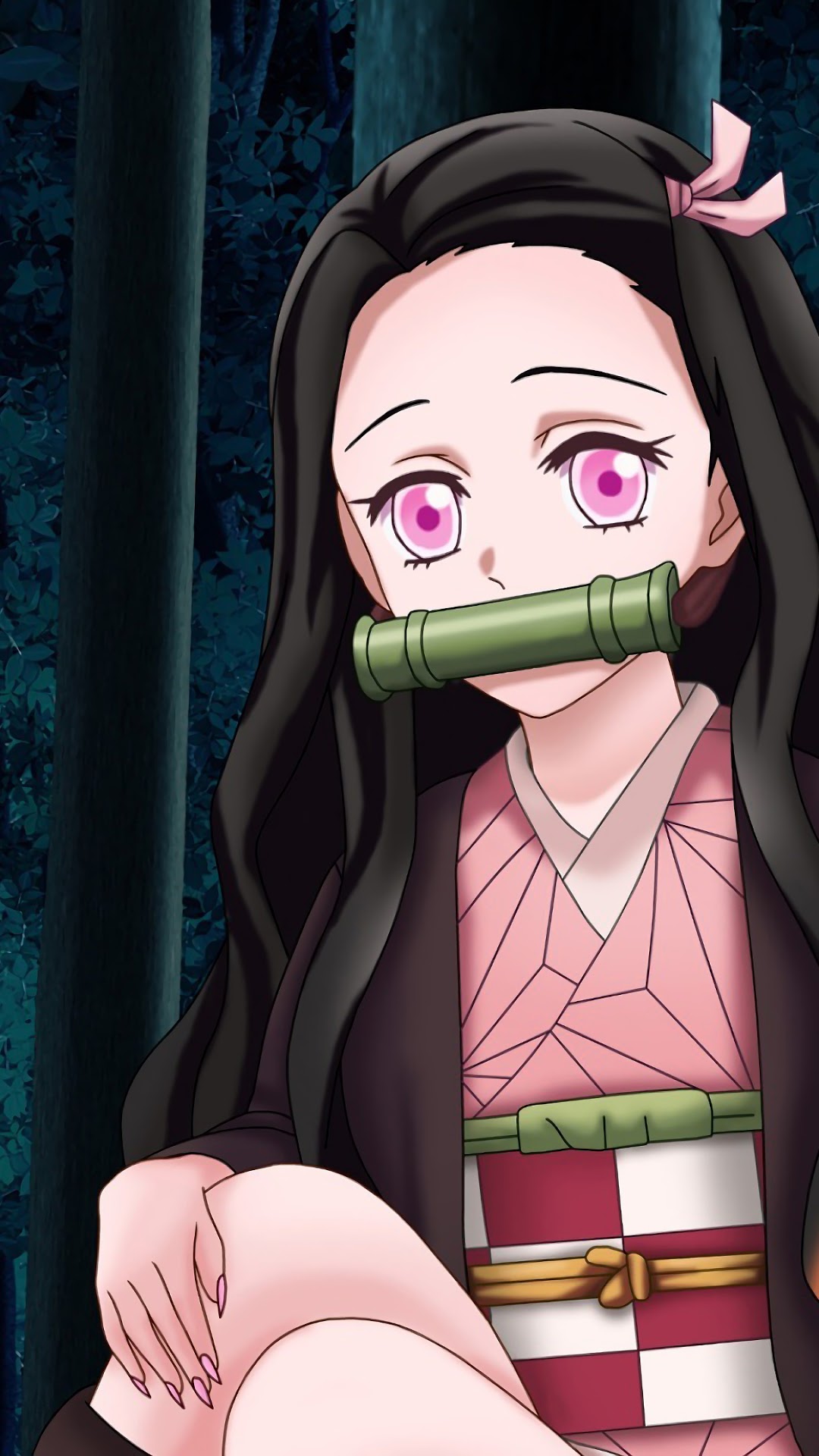 Nezuko Kamado from Kimetsu No Yaiba HD Phone Wallpaper