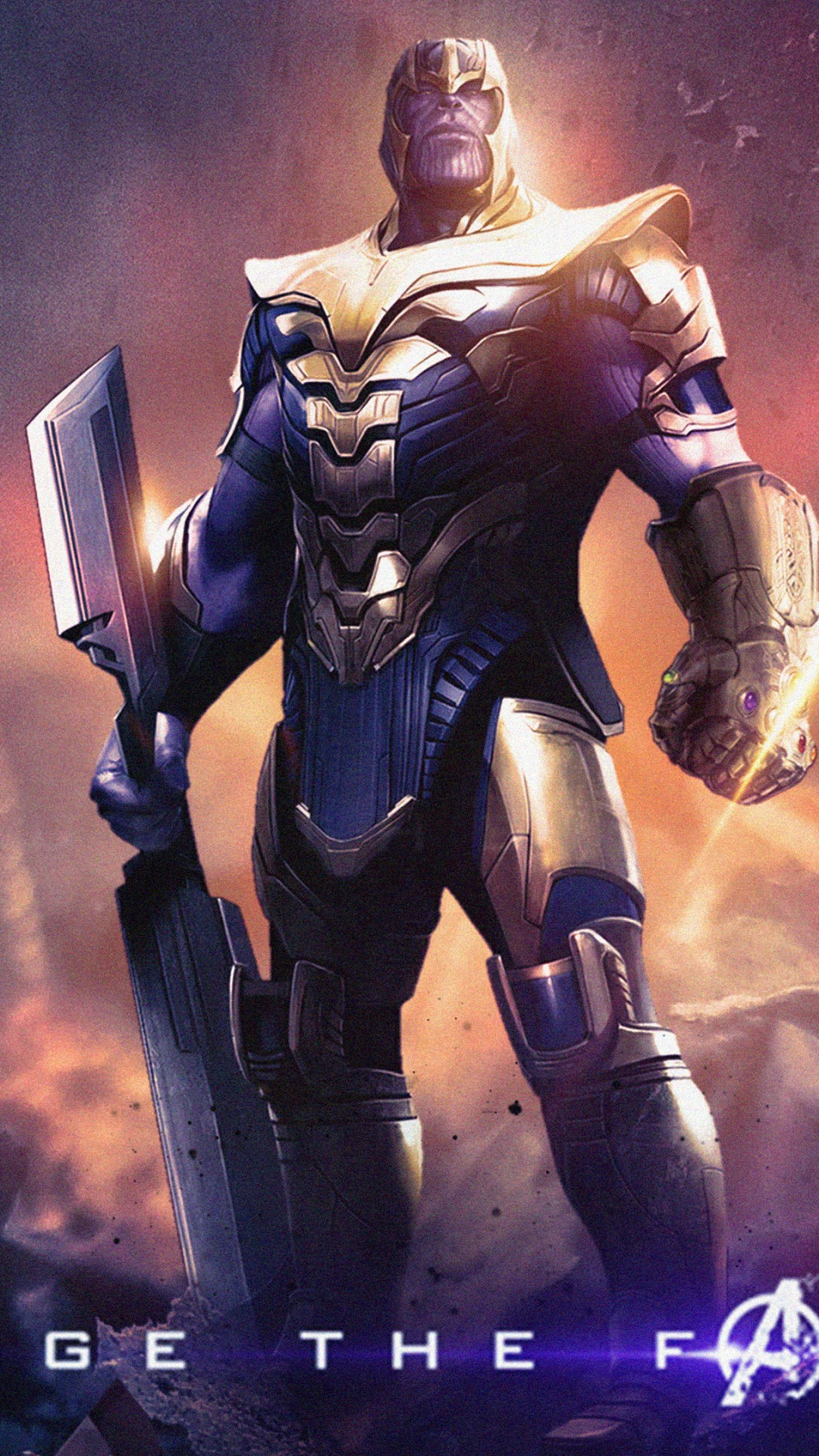 Thanos from Avengers: Endgame with Infinity Gauntlet HD Phone Wallpaper