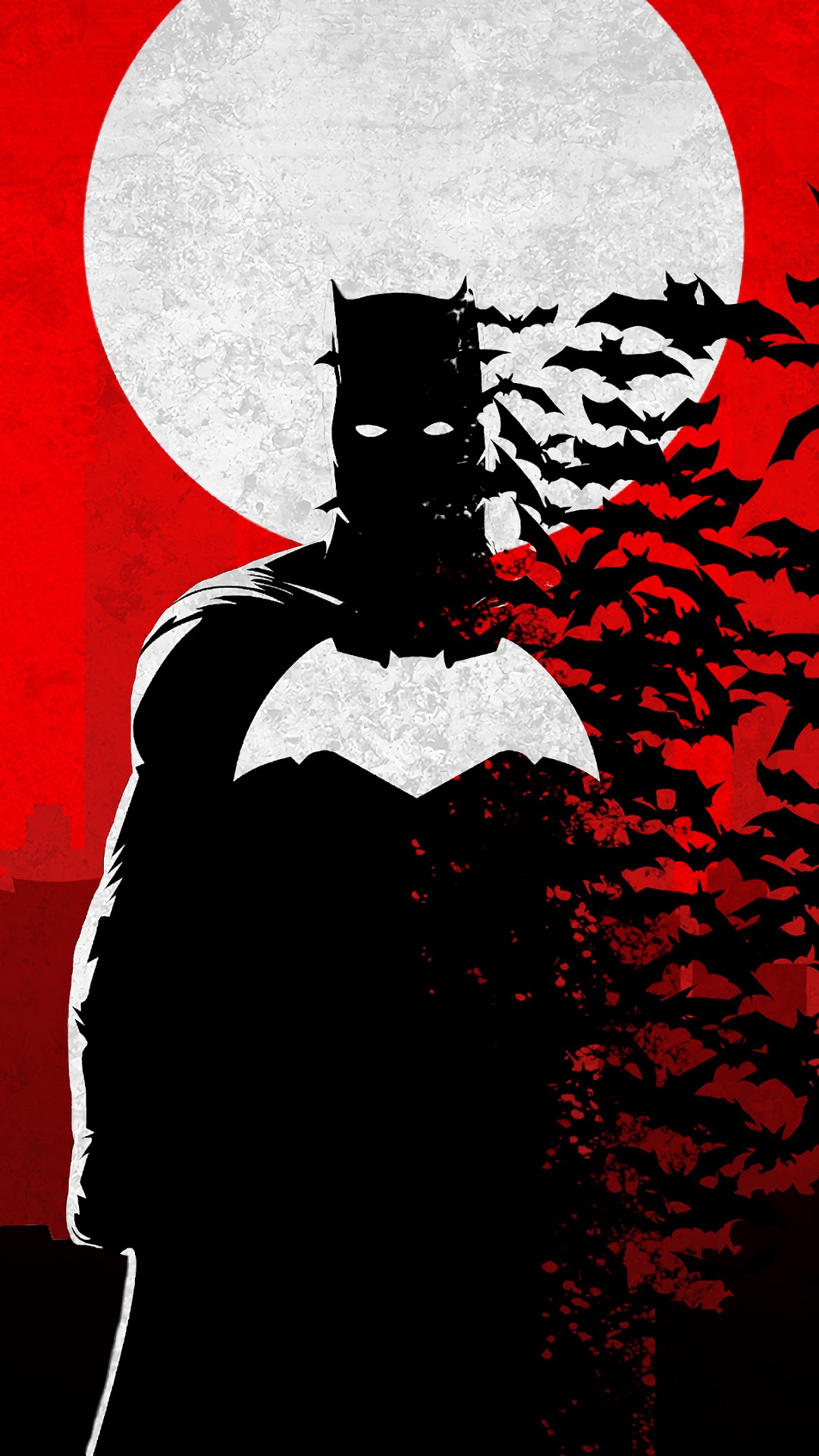 Batman with bats and moon HD Phone Wallpaper