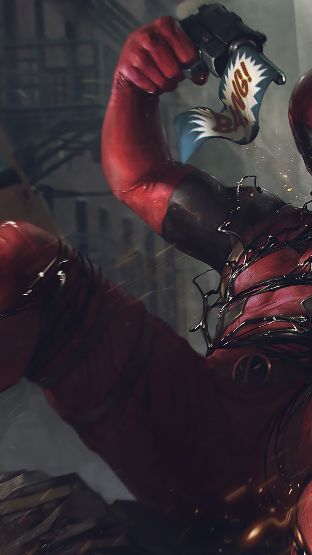 Deadpool with a gun HD Phone Wallpaper