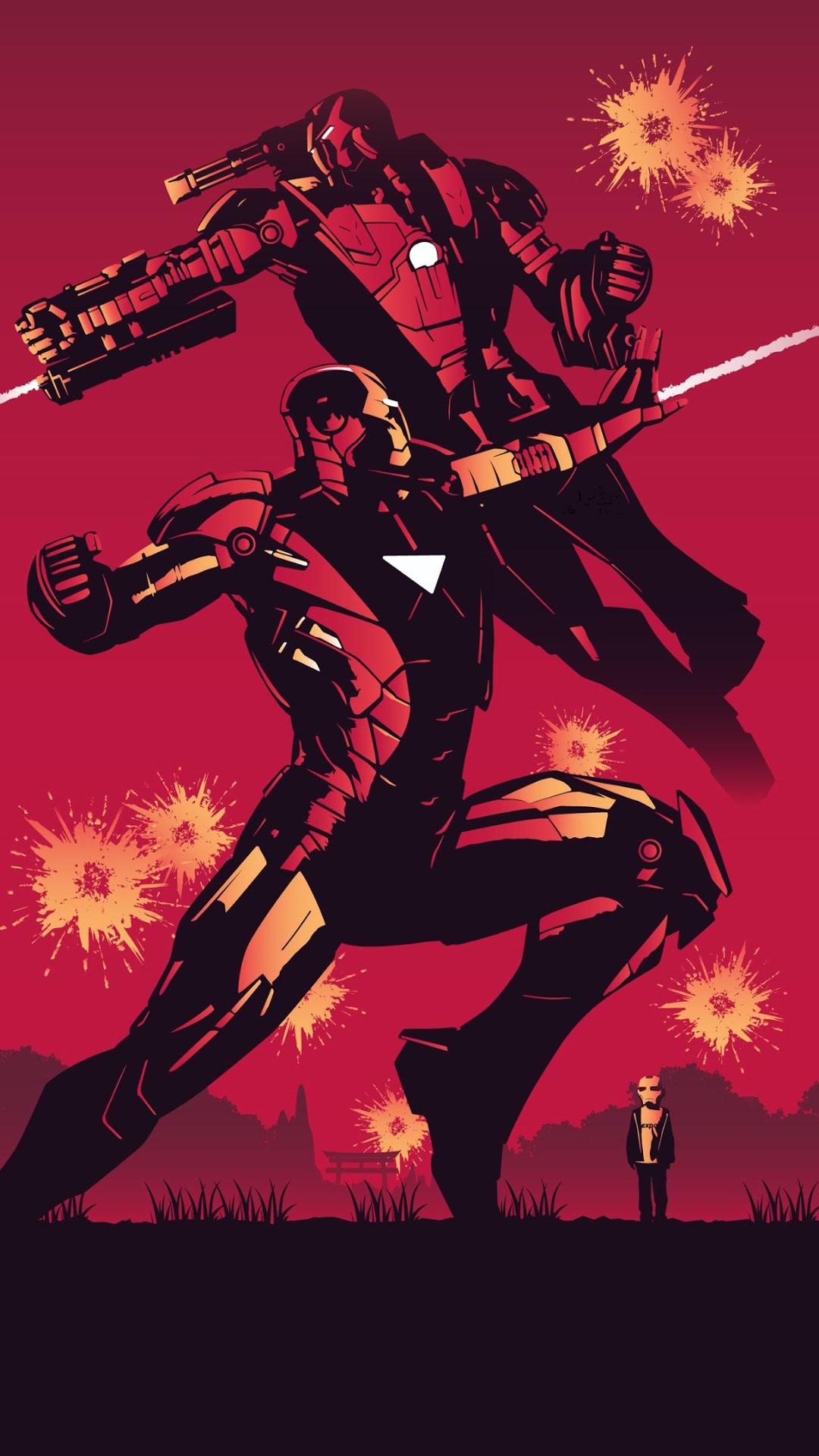 Iron Man and War Machine in battle HD Phone Wallpaper