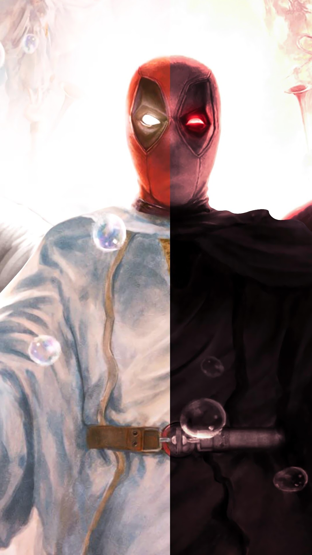 Deadpool split between light and dark HD Phone Wallpaper