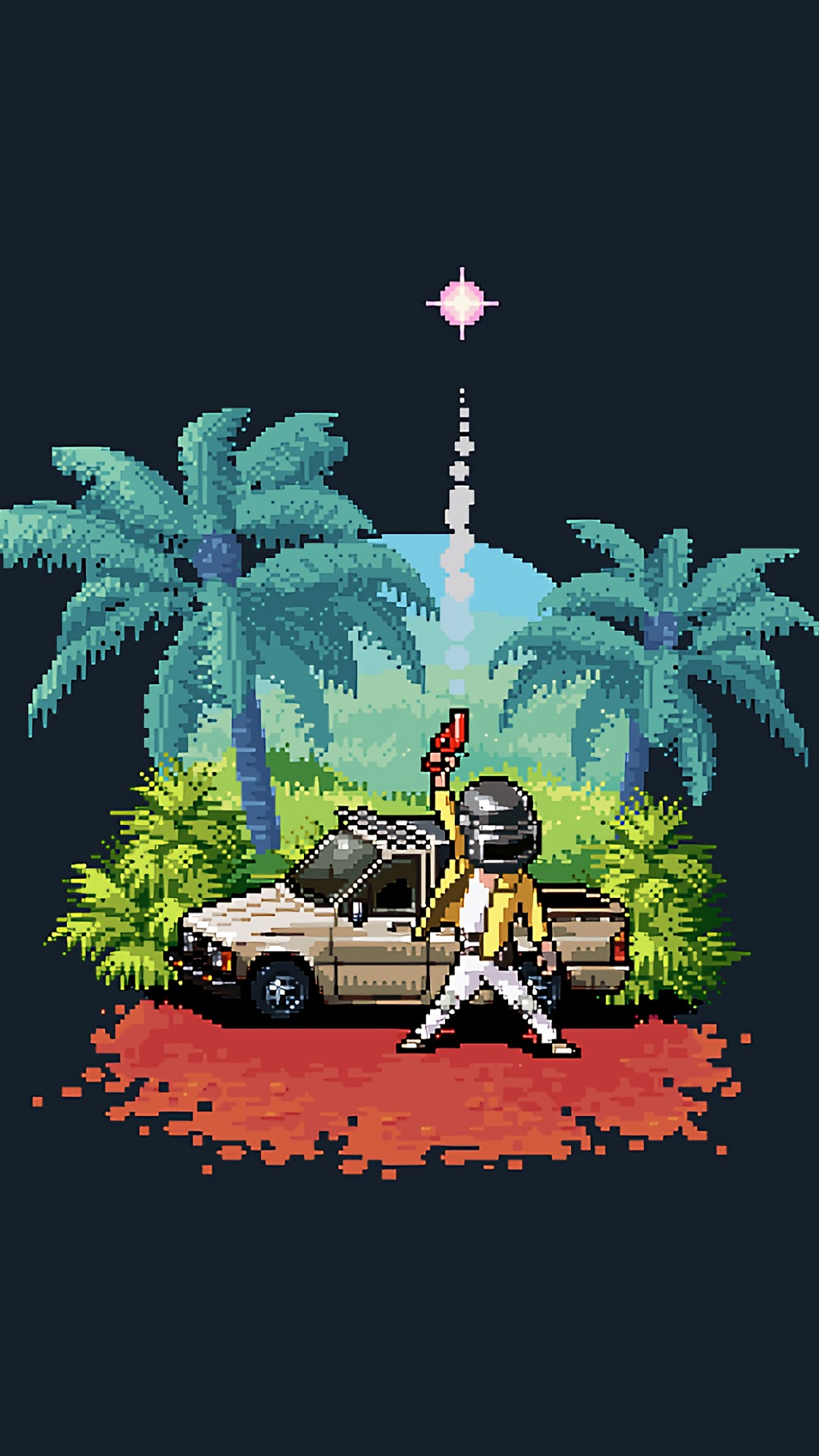 Player from PUBG with a car and rocket launch HD Phone Wallpaper