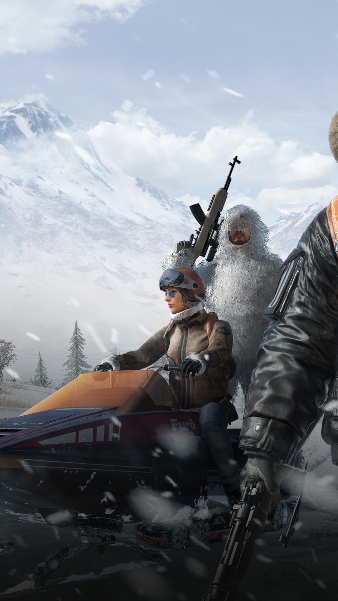 PlayerUnknown's Battlegrounds characters in snowy mountains HD Phone Wallpaper