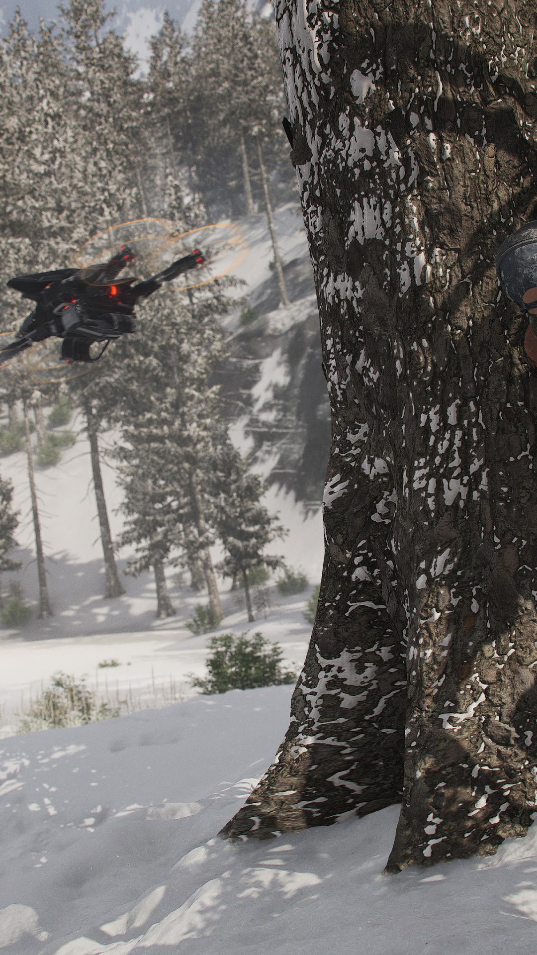 Ghost Recon Breakpoint drone in snowy forest HD Phone Wallpaper