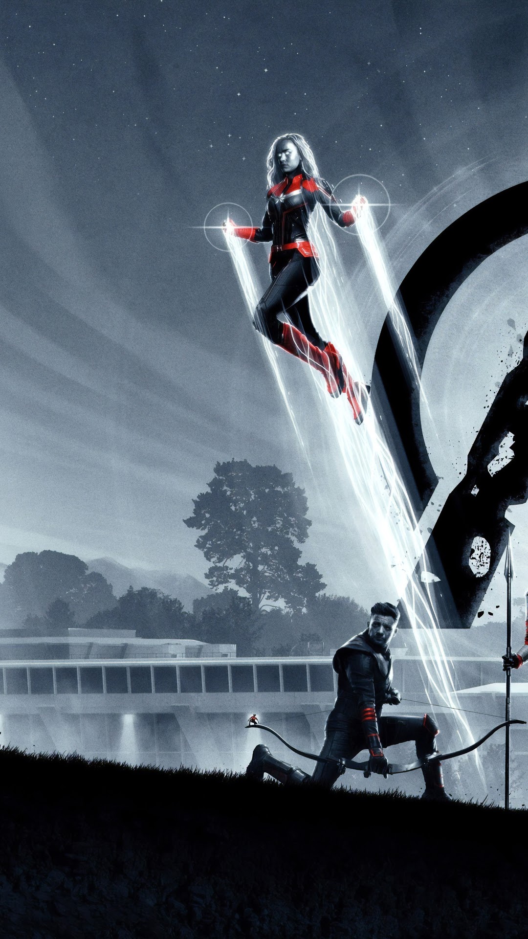 Captain Marvel and Hawkeye from Avengers: Endgame HD Phone Wallpaper