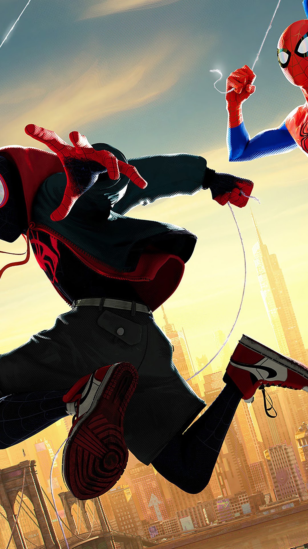 Miles Morales and Spider-Man from Spider-Man: Into the Spider-Verse HD Phone Wallpaper