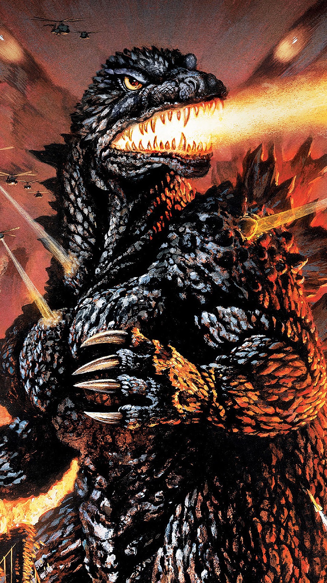 Godzilla breathing atomic fire HD Phone Wallpaper